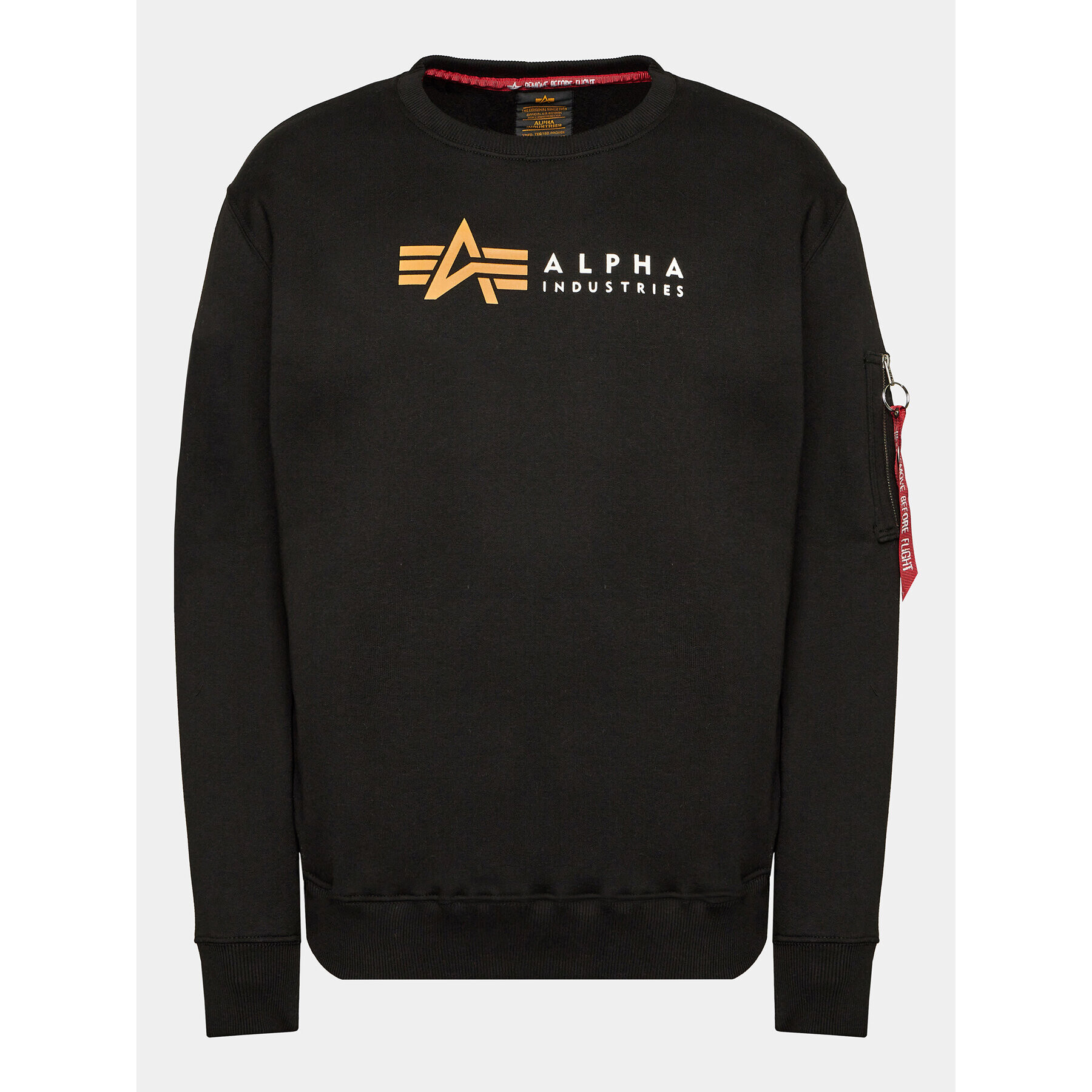 Alpha Industries Pulóver Label 118312 Fekete Regular Fit - Pepit.hu