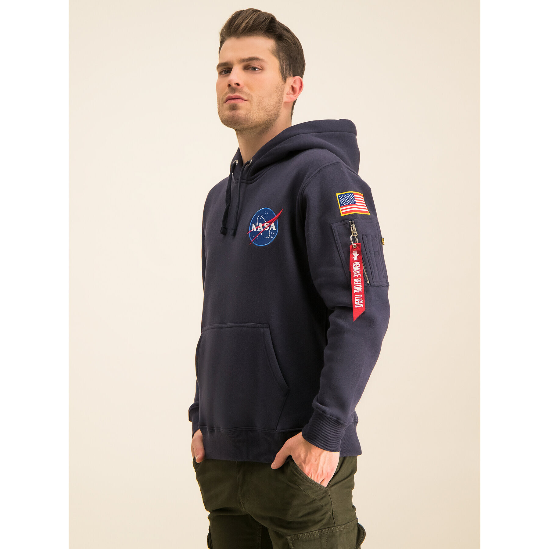 Alpha Industries Pulóver Nasa 178317 Sötétkék Regular Fit - Pepit.hu