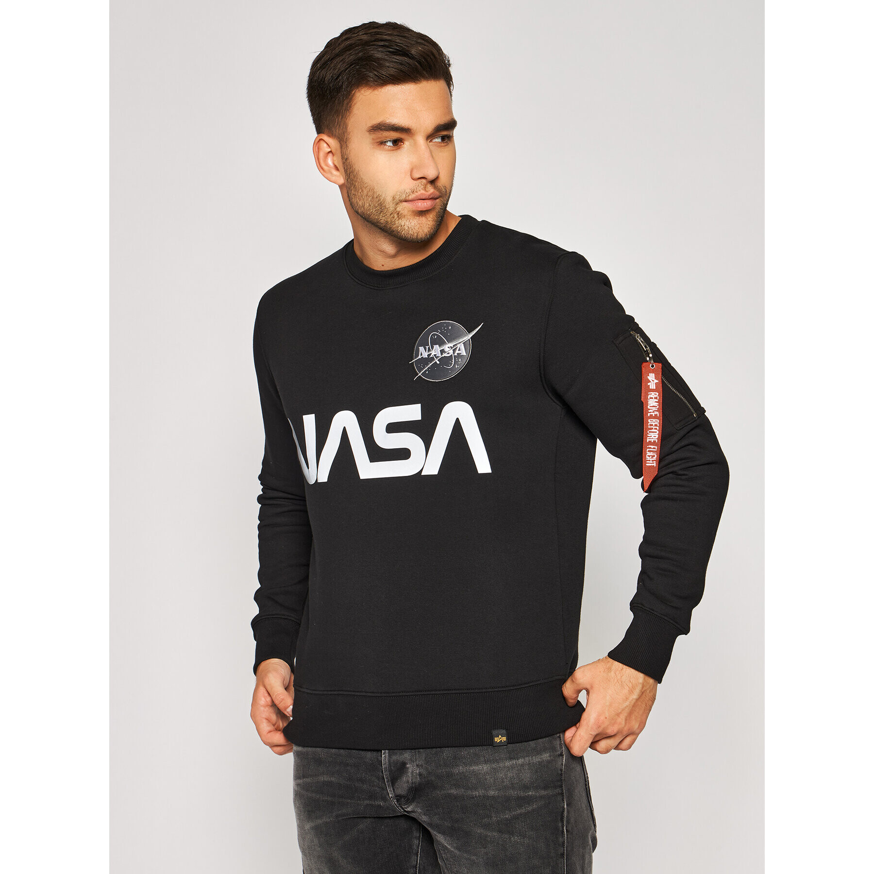 Alpha Industries Pulóver Nasa Reflective 178309 Fekete Regular Fit - Pepit.hu