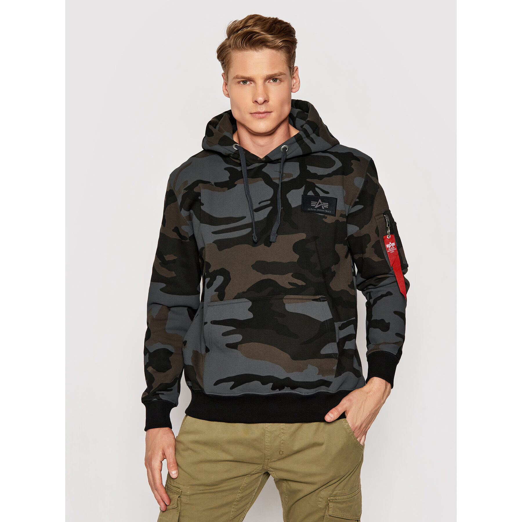 Alpha Industries Pulóver Print Camo 178318C Szürke Regular Fit - Pepit.hu