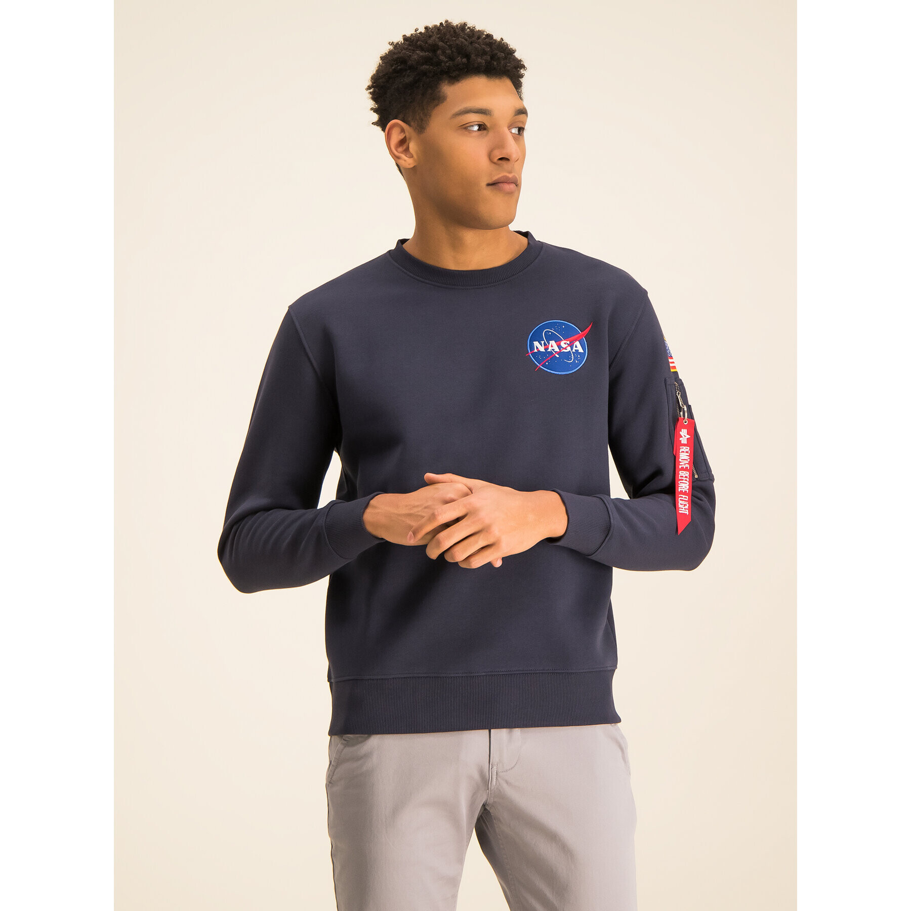 Alpha Industries Pulóver Space Shuttle 178307 Sötétkék Regular Fit - Pepit.hu