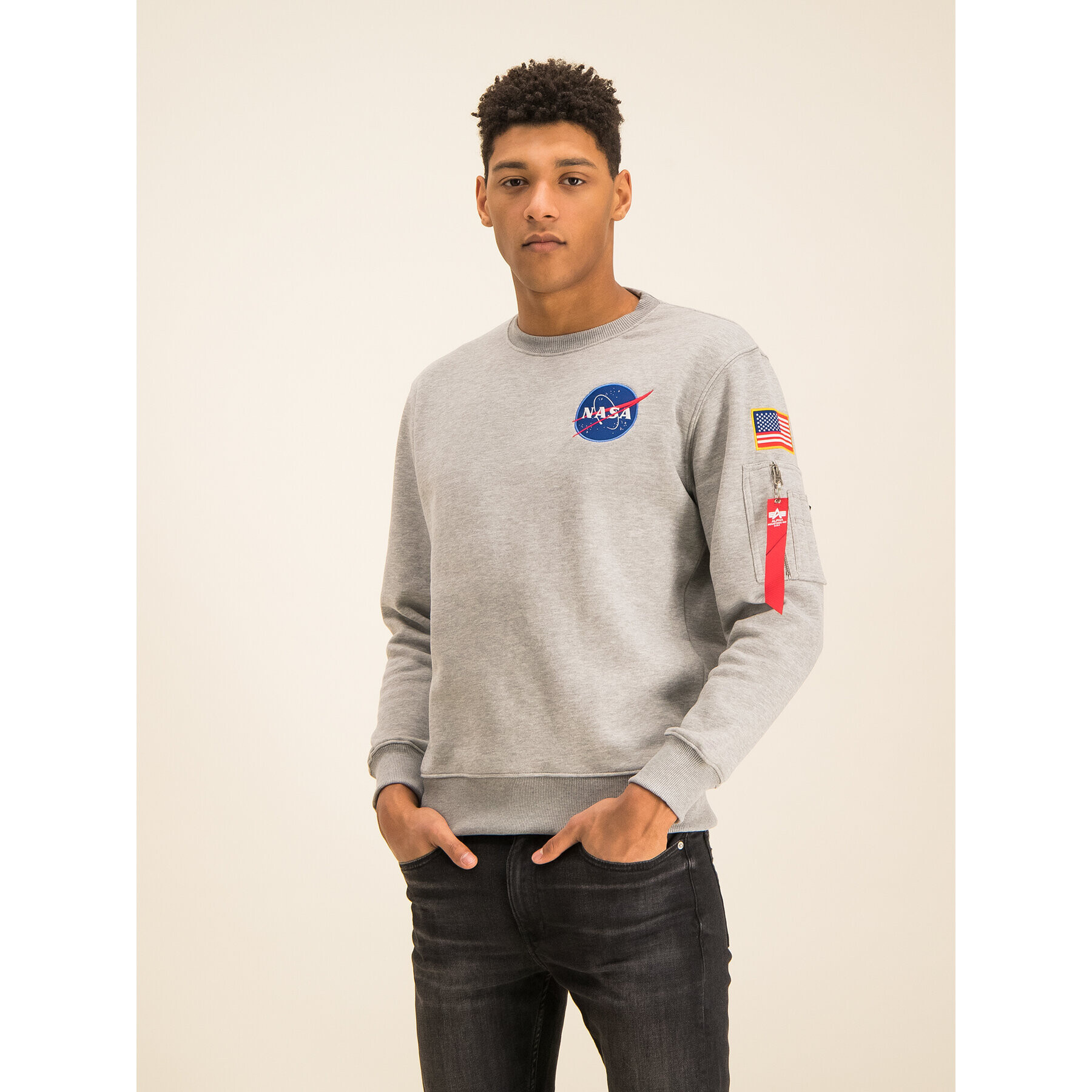 Alpha Industries Pulóver Space Shuttle 178307 Szürke Regular Fit - Pepit.hu