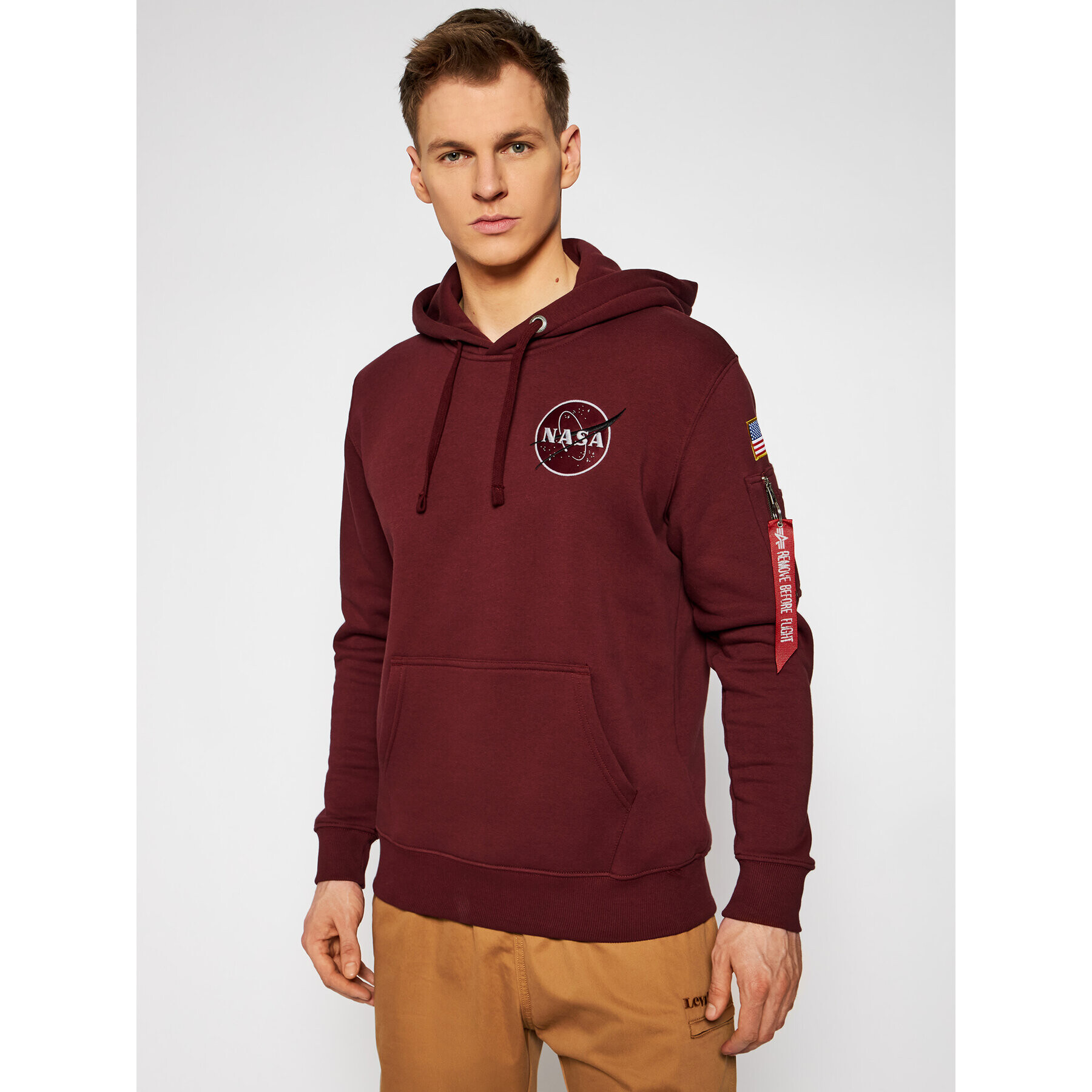 Alpha Industries Pulóver Space Shuttle 178317 Bordó Regular Fit - Pepit.hu