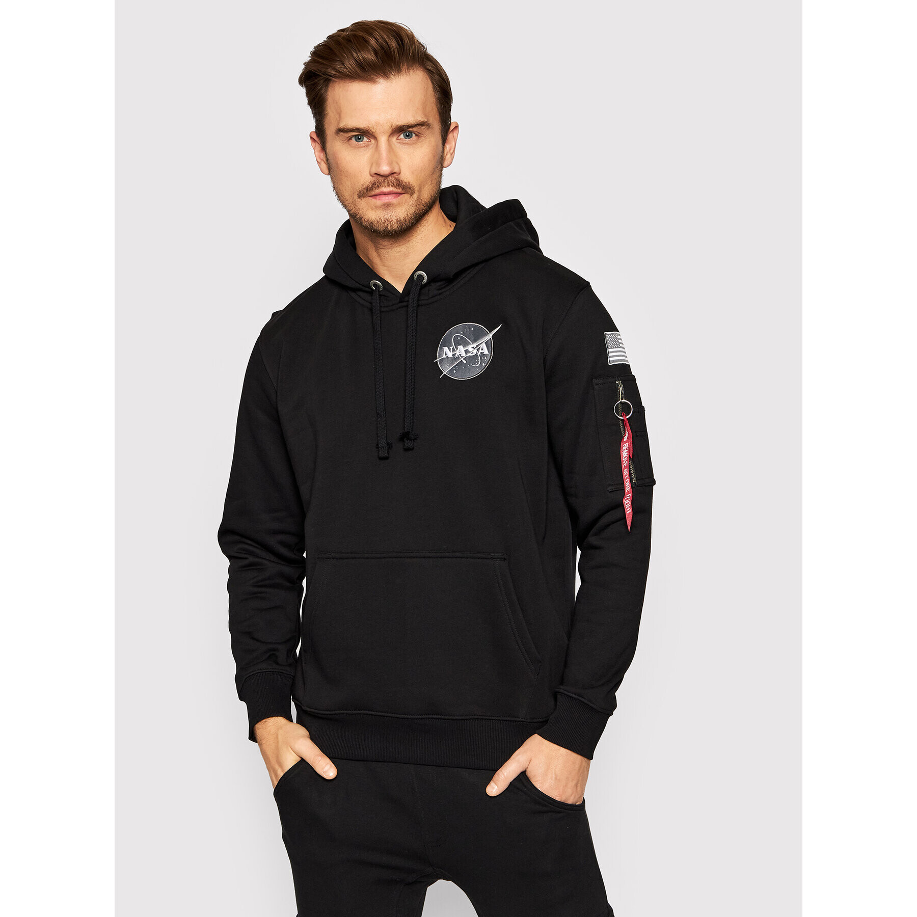 Alpha Industries Pulóver Space Shuttle 178317 Fekete Regular Fit - Pepit.hu