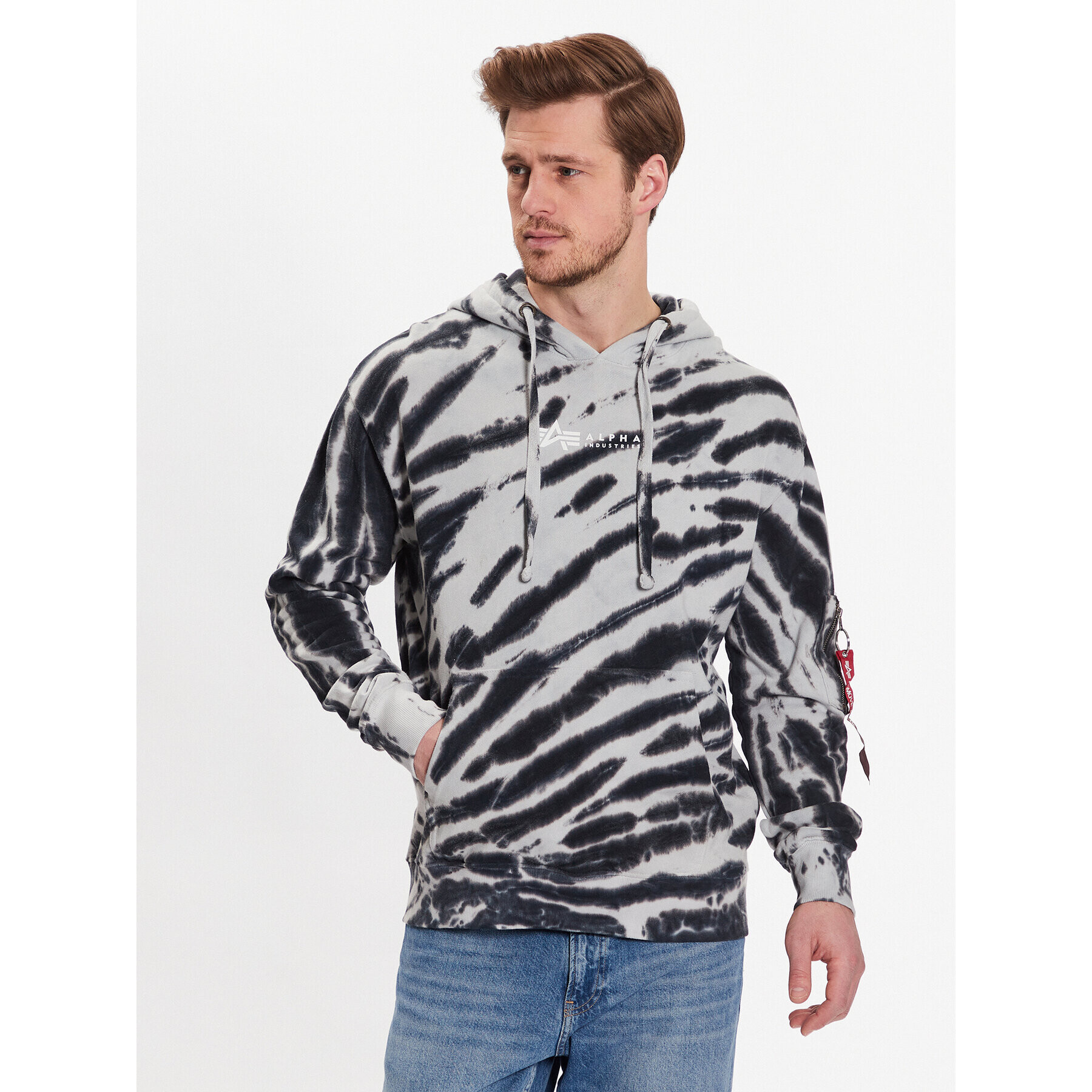 Alpha Industries Pulóver Tie Dye 106335 Szürke Regular Fit - Pepit.hu