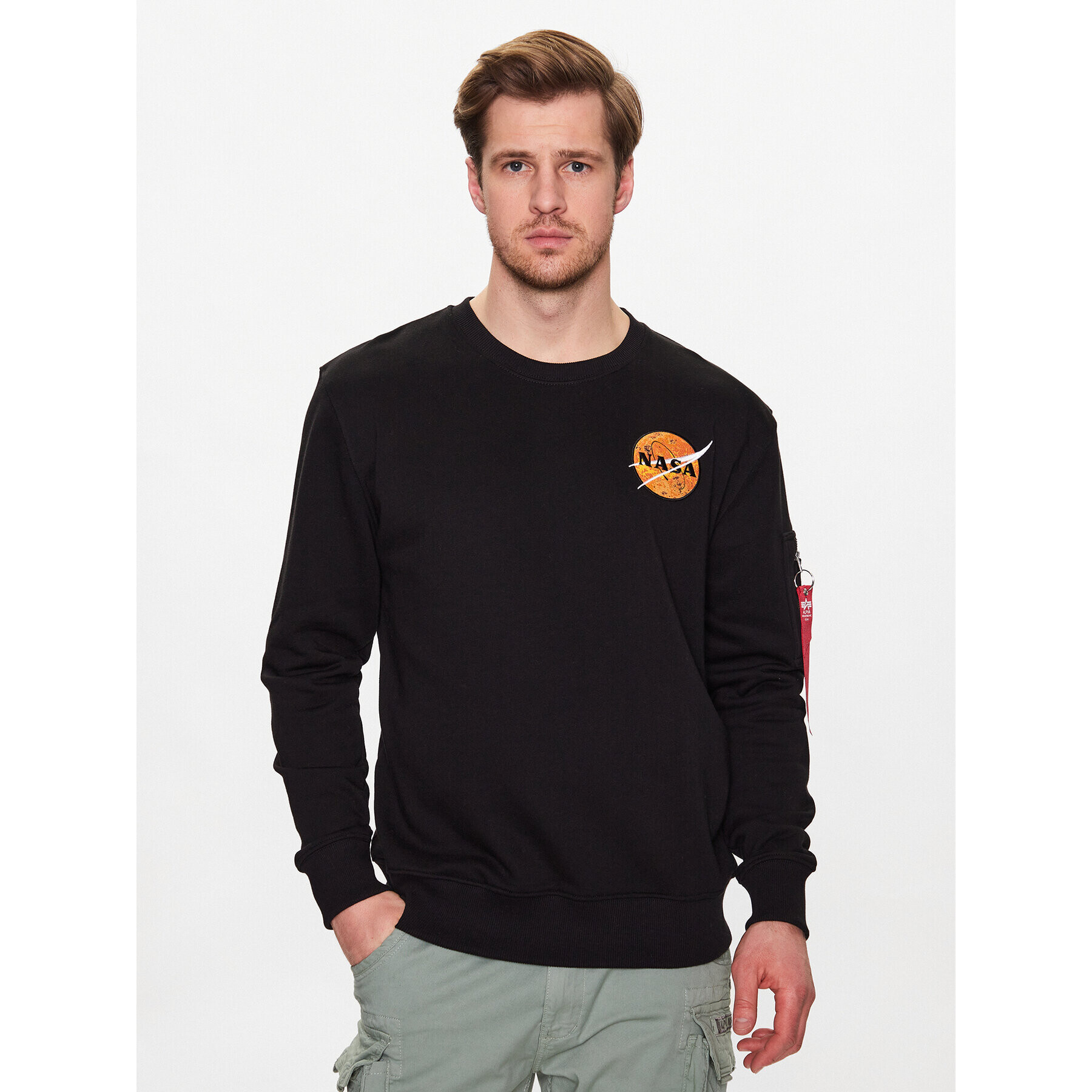 Alpha Industries Pulóver Nasa Davinc 136303 Fekete Regular Fit - Pepit.hu