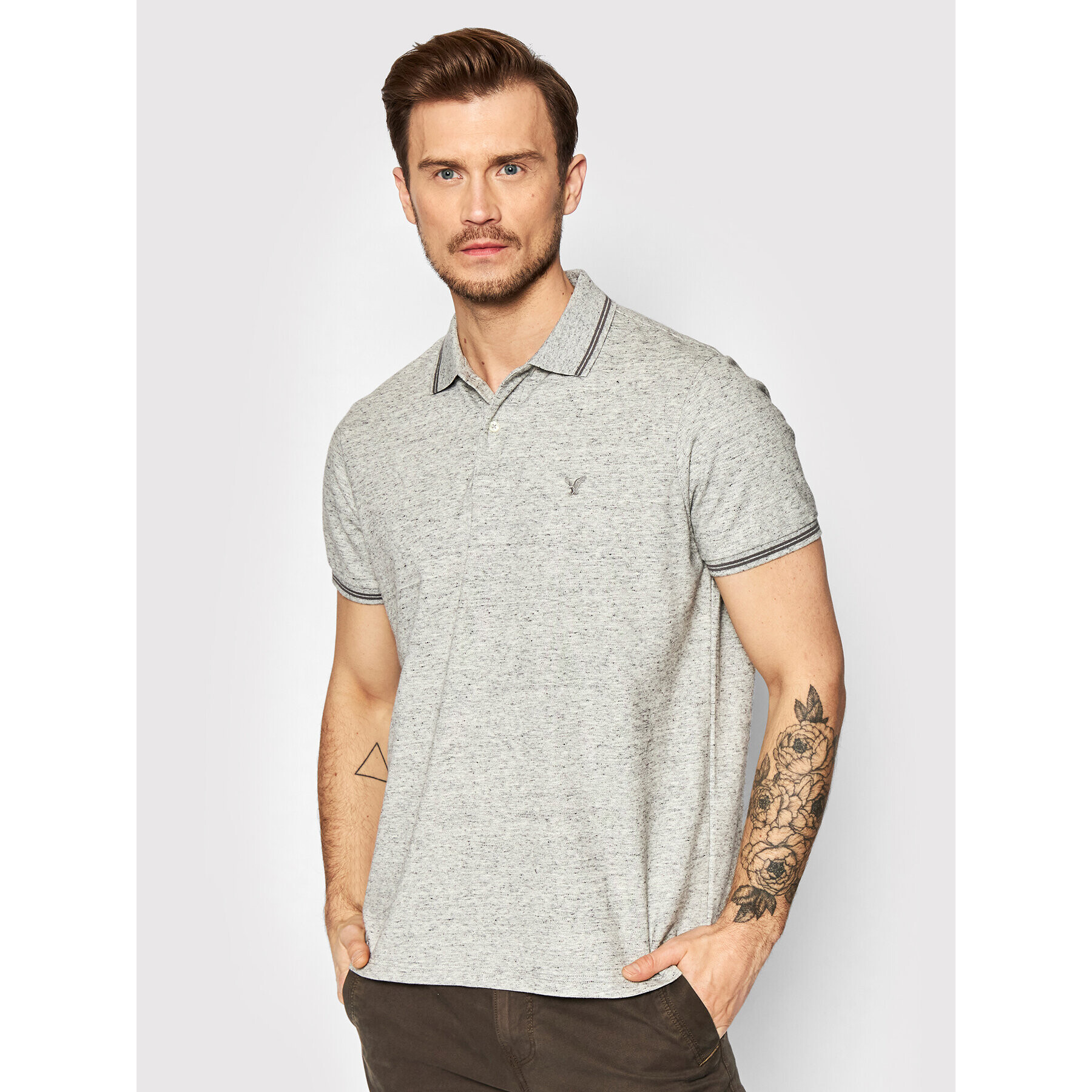 American Eagle Pólóing 018-1165-8918 Szürke Standard Fit - Pepit.hu