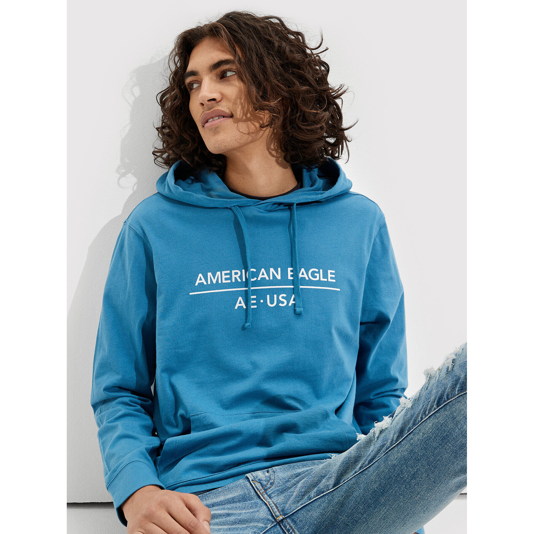 American Eagle Pulóver 016-1175-5143 Kék Standard Fit - Pepit.hu