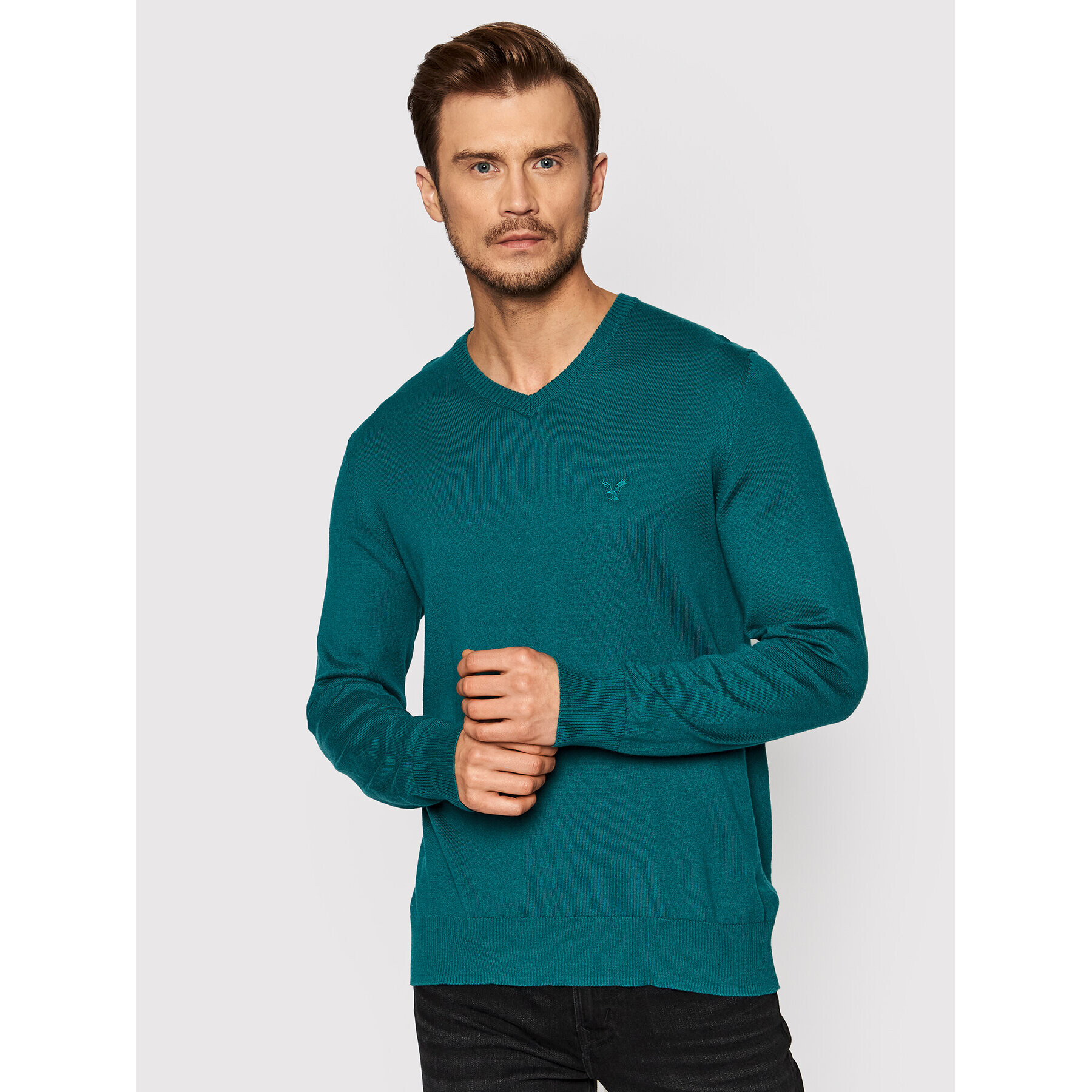 American Eagle Sweater 014-1144-1639 Zöld Standard Fit - Pepit.hu