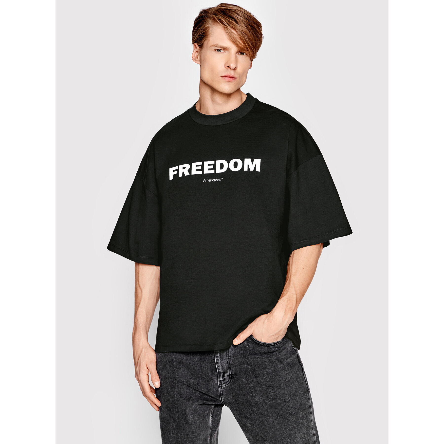 Americanos Póló Unisex Brooklyn Heavy Fekete Oversize - Pepit.hu