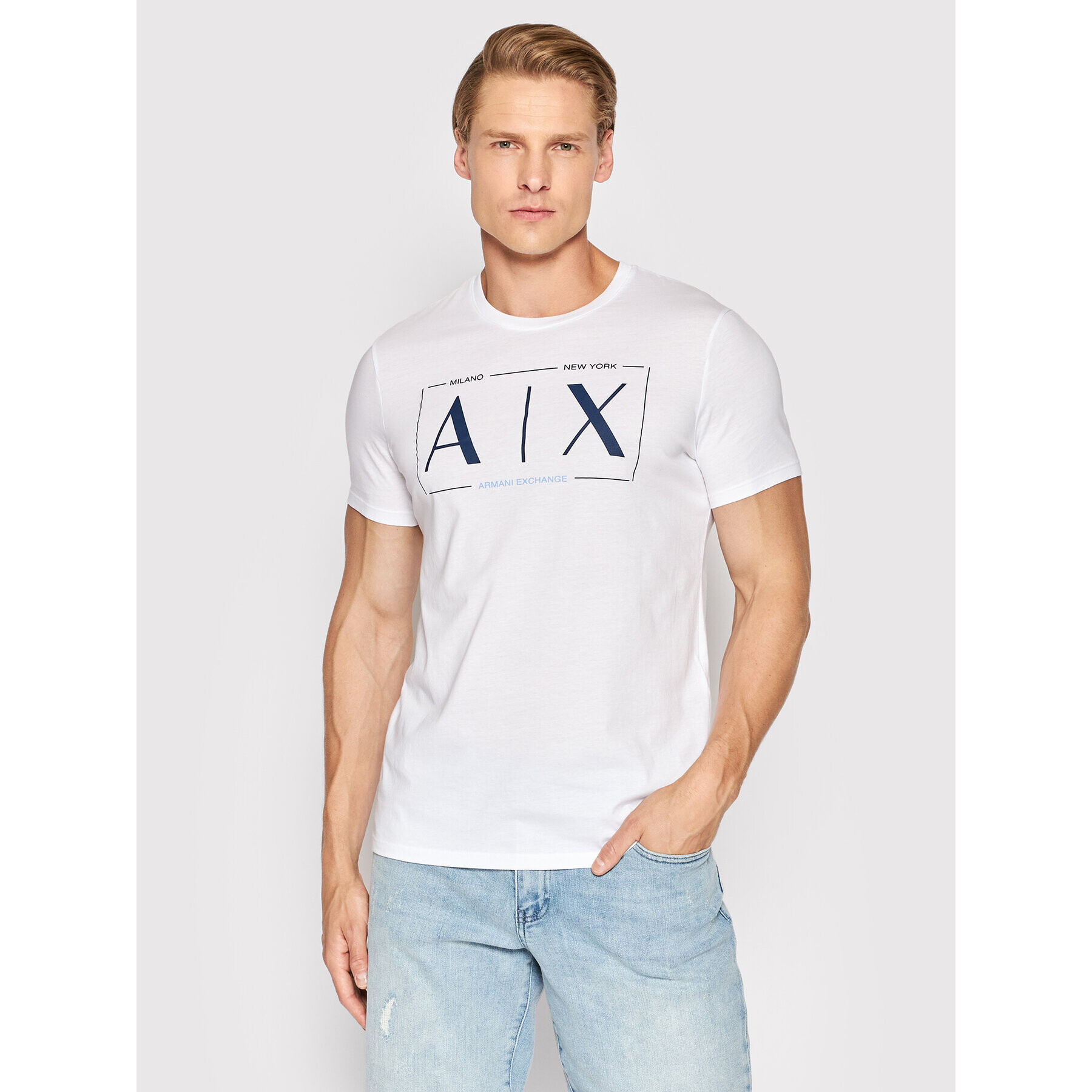 Armani Exchange Póló 3LZTBT ZJA5Z 1100 Fehér Slim Fit - Pepit.hu