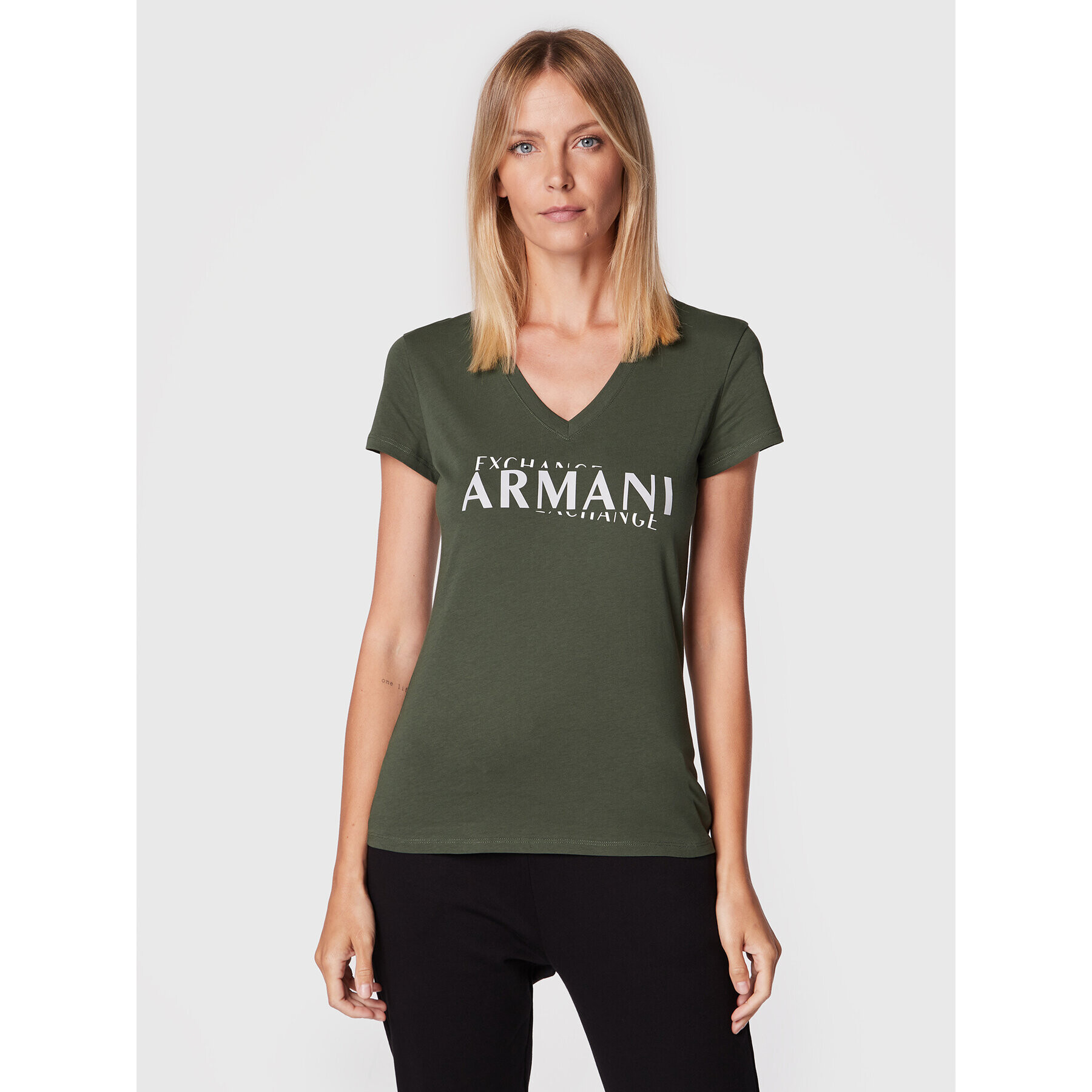 Armani Exchange Póló 6LYTAA YJG3Z 1880 Zöld Regular Fit - Pepit.hu