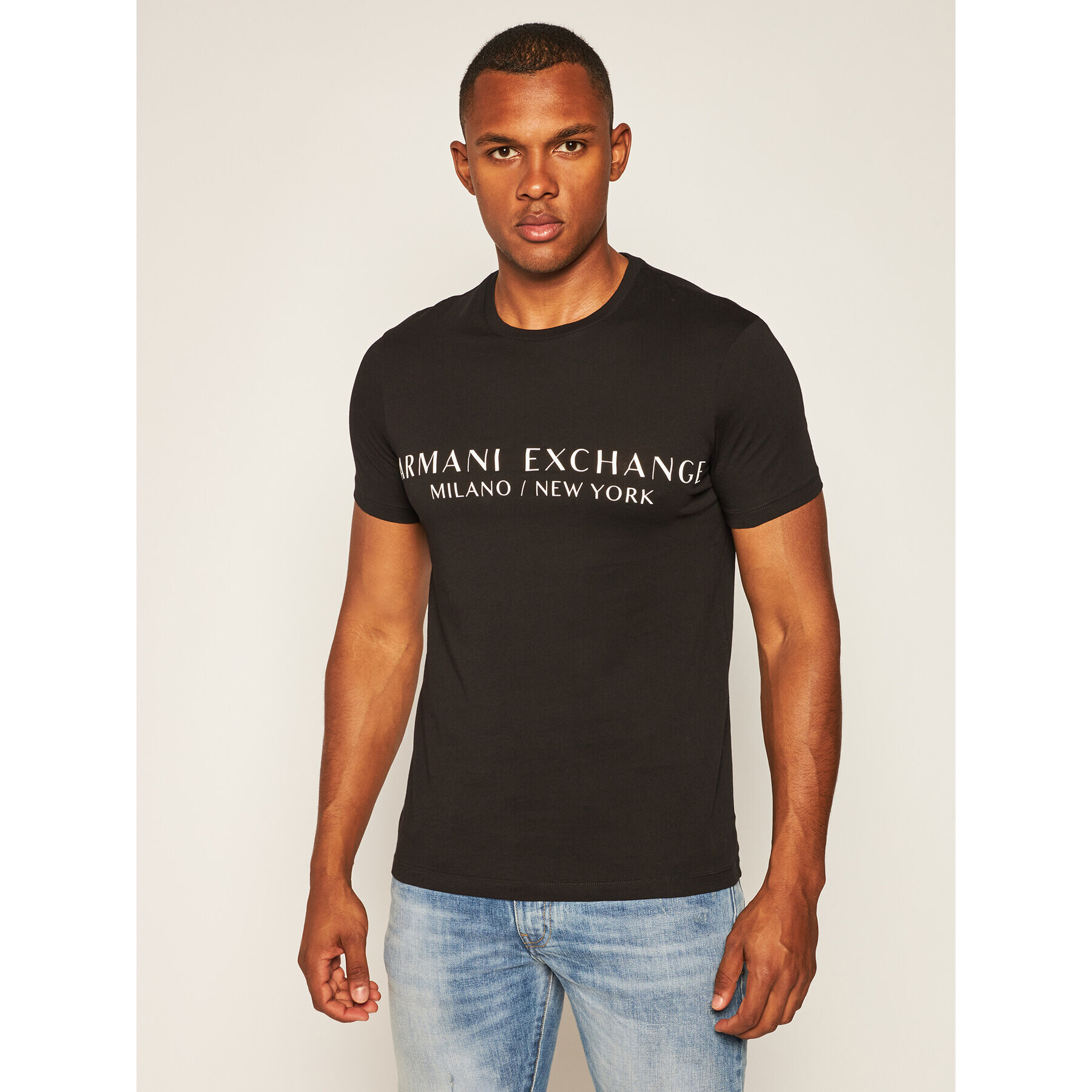 Armani Exchange Póló 8NZT72 Z8H4Z 1200 Fekete Slim Fit - Pepit.hu