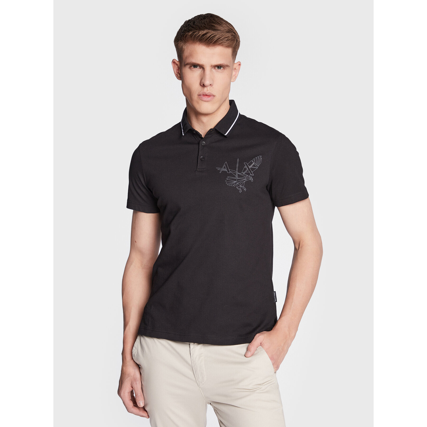 Armani Exchange Pólóing 3RZFAD ZJHAZ 1200 Fekete Regular Fit - Pepit.hu