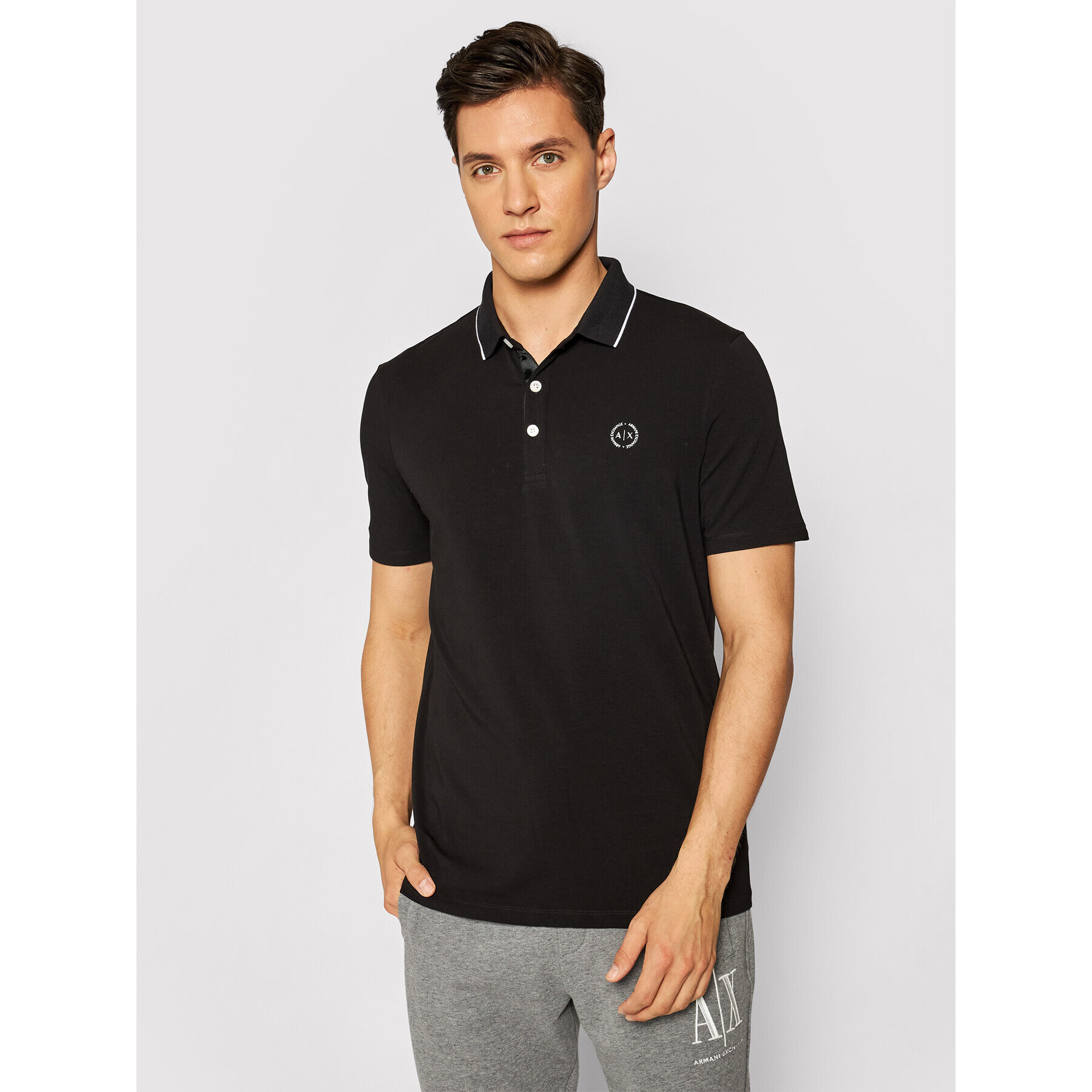 Armani Exchange Pólóing 8NZF70 Z8M9Z 1200 Fekete Slim Fit - Pepit.hu