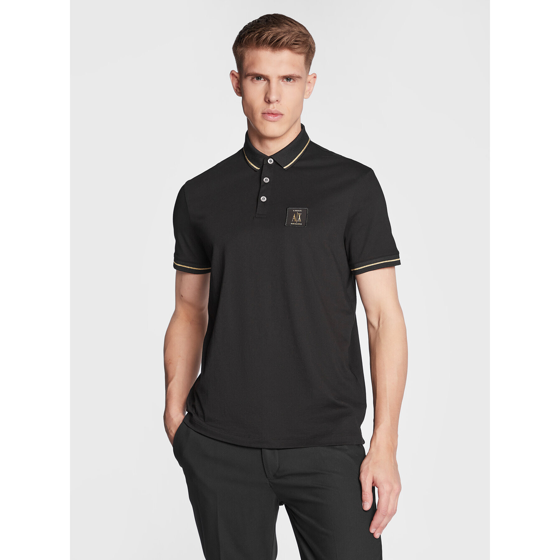 Armani Exchange Pólóing 8NZFPQ ZJH4Z 1200 Fekete Regular Fit - Pepit.hu