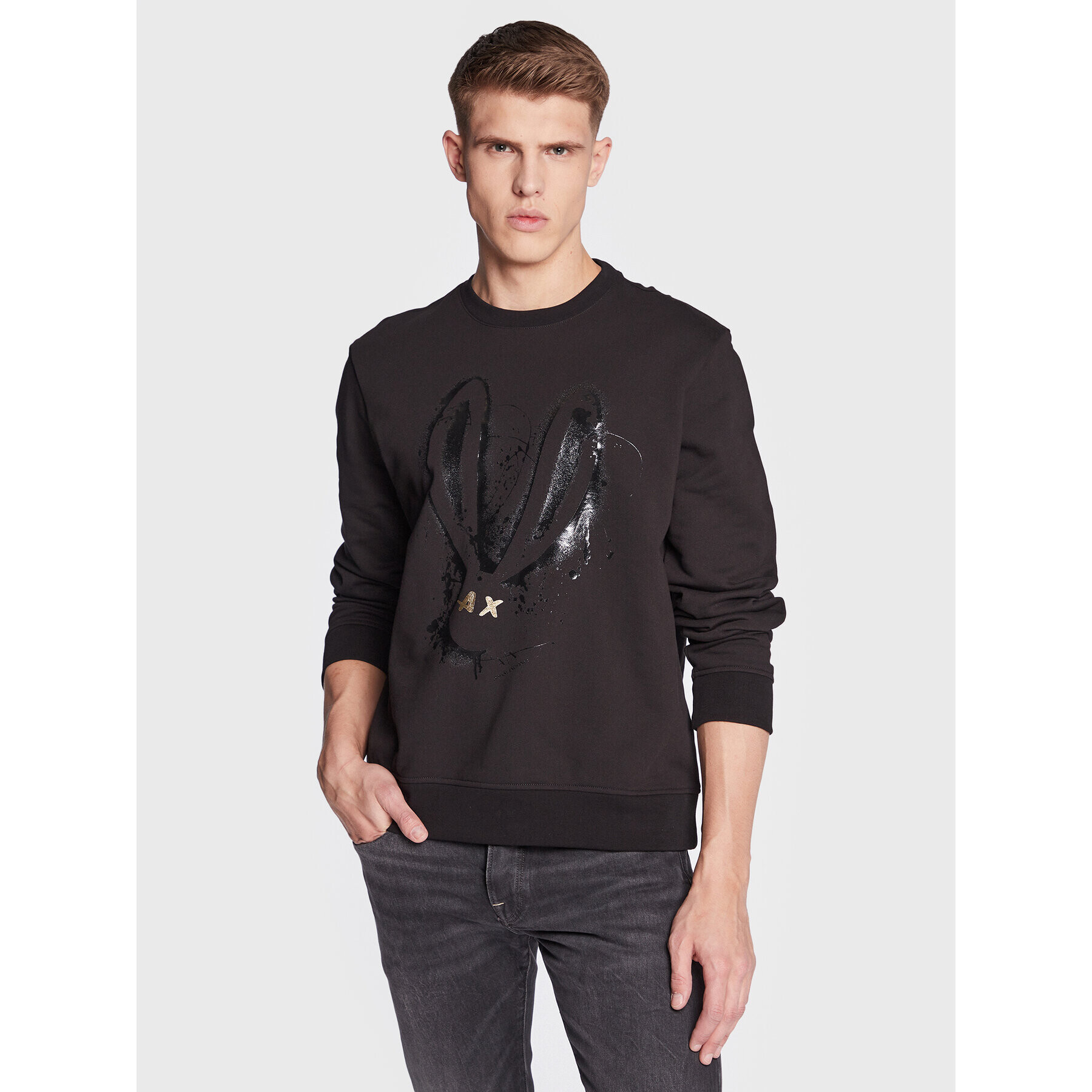 Armani Exchange Pulóver 3RZMEB ZJ1ZZ 1200 Fekete Regular Fit - Pepit.hu