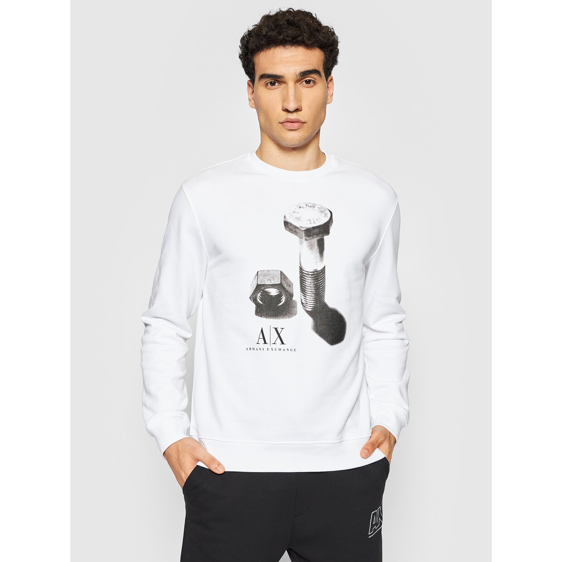 Armani Exchange Pulóver 6KZMAW ZJ6RZ 1100 Fehér Regular Fit - Pepit.hu