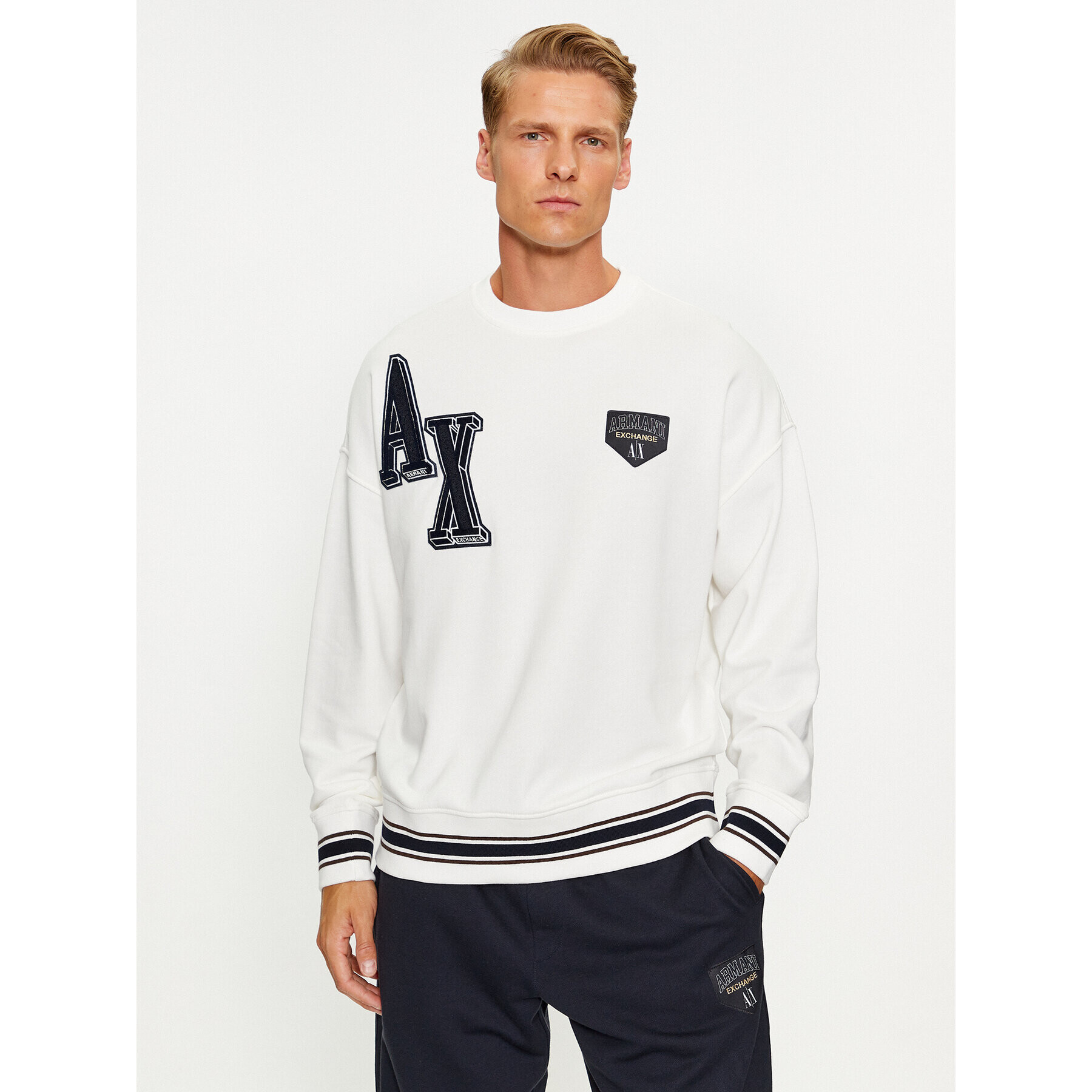 Armani Exchange Pulóver 6RZMJE ZJDPZ 1116 Fehér Regular Fit - Pepit.hu