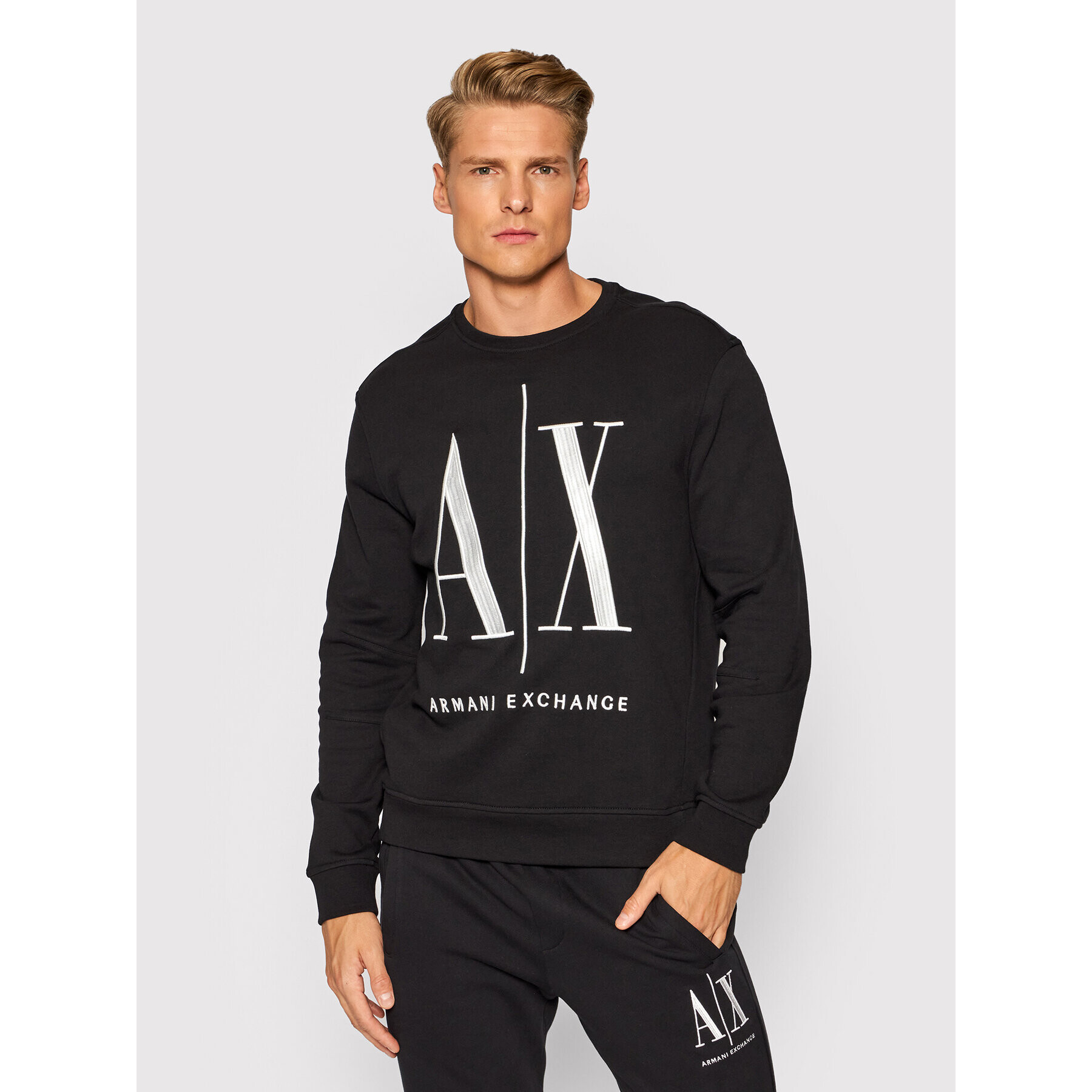 Armani Exchange Pulóver 8NZMPA ZJ1ZZ 1200 Fekete Regular Fit - Pepit.hu