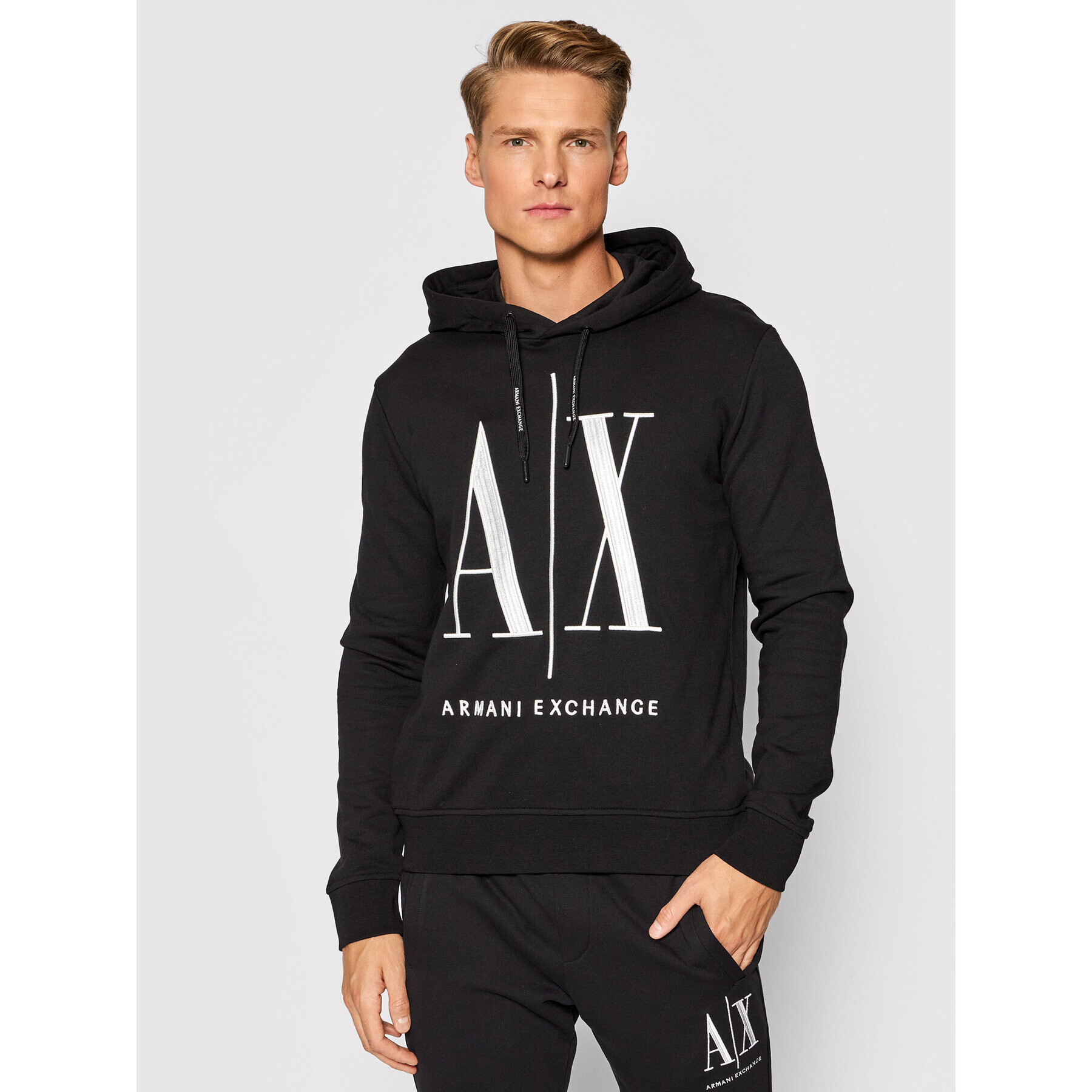 Armani Exchange Pulóver 8NZMPC ZJ1ZZ 1200 Fekete Regular Fit - Pepit.hu