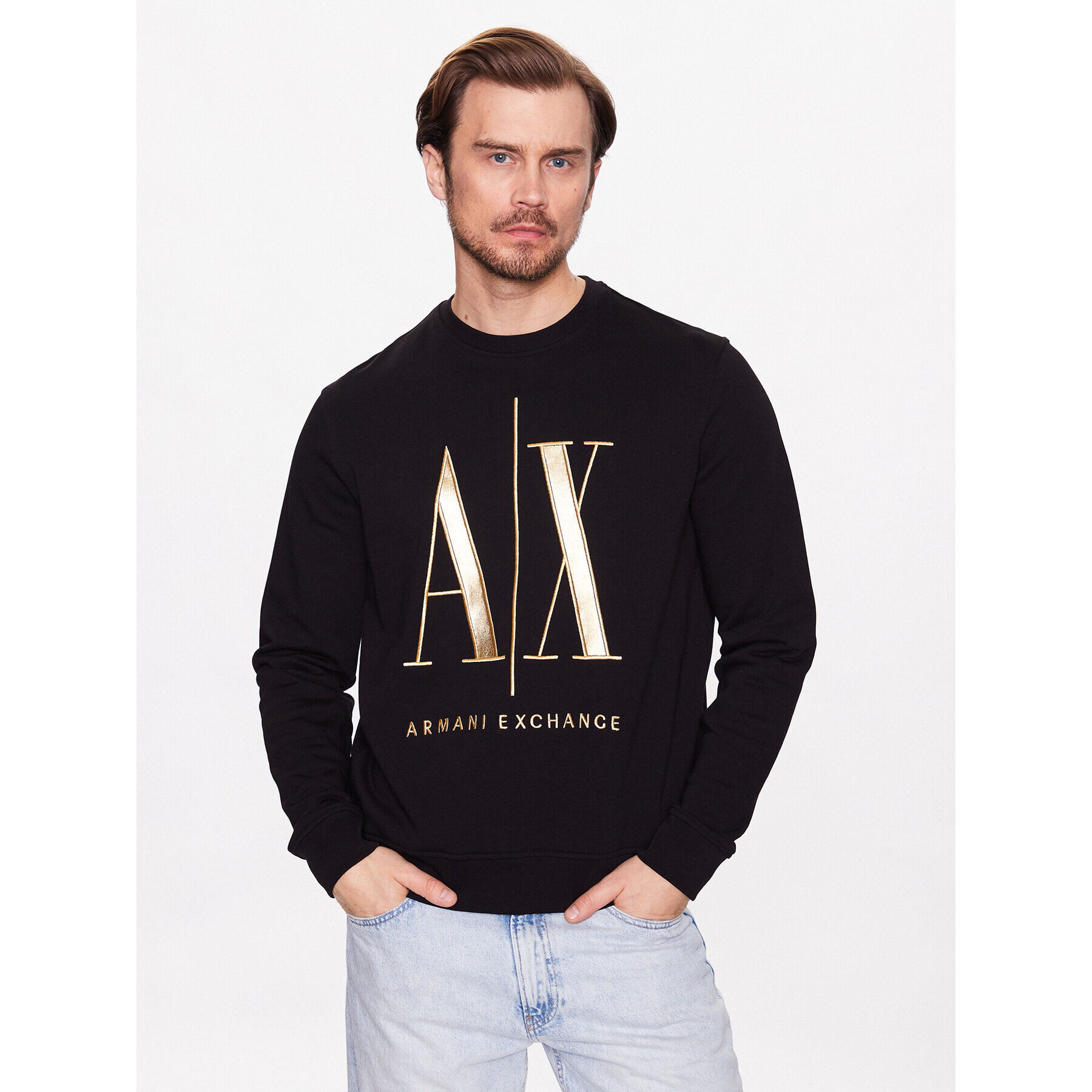 Armani Exchange Pulóver 8NZMPQ ZJ1ZZ 1200 Fekete Regular Fit - Pepit.hu