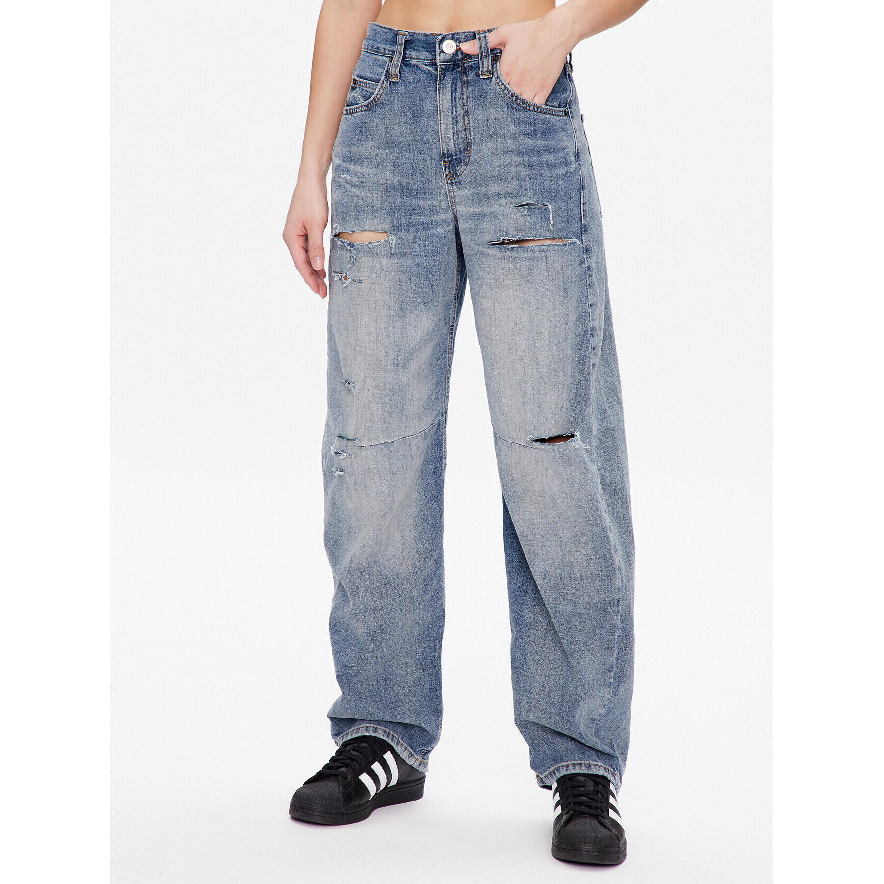 BDG Urban Outfitters Farmer BDG LOGAN CINCH RIPPED 76473453 Sötétkék Relaxed Fit - Pepit.hu