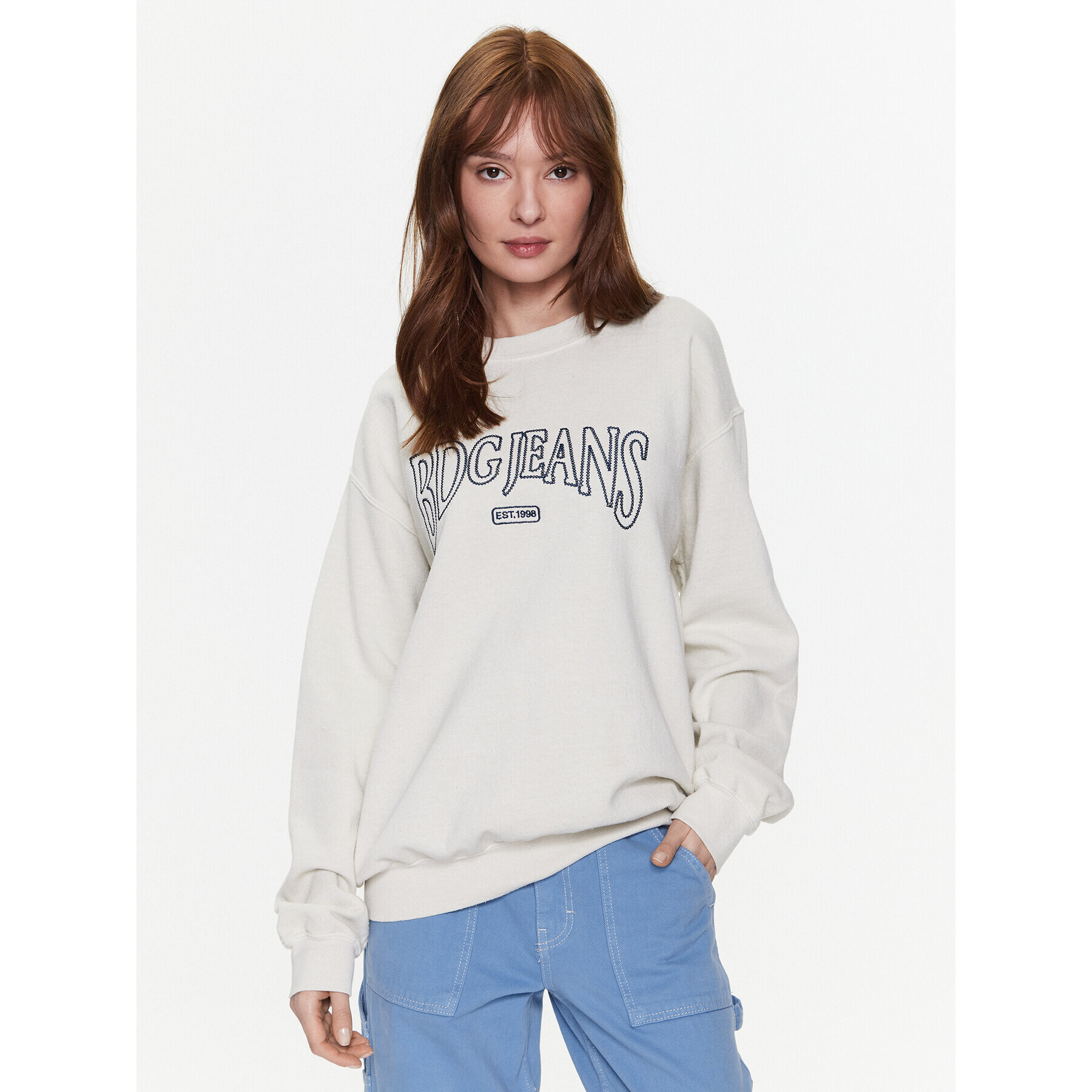 BDG Urban Outfitters Pulóver BDG EMBROIDERED SWEAT 76470806 Bézs Oversize - Pepit.hu