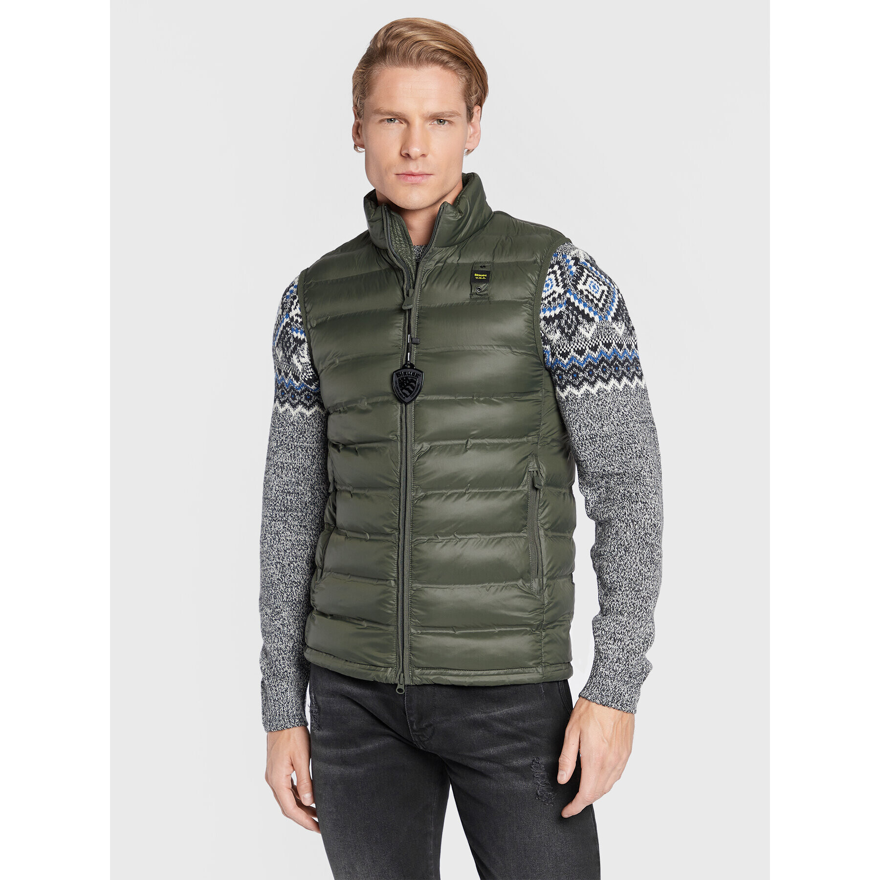 Blauer Mellény Logan BLUX02003 006100 Zöld Regular Fit - Pepit.hu