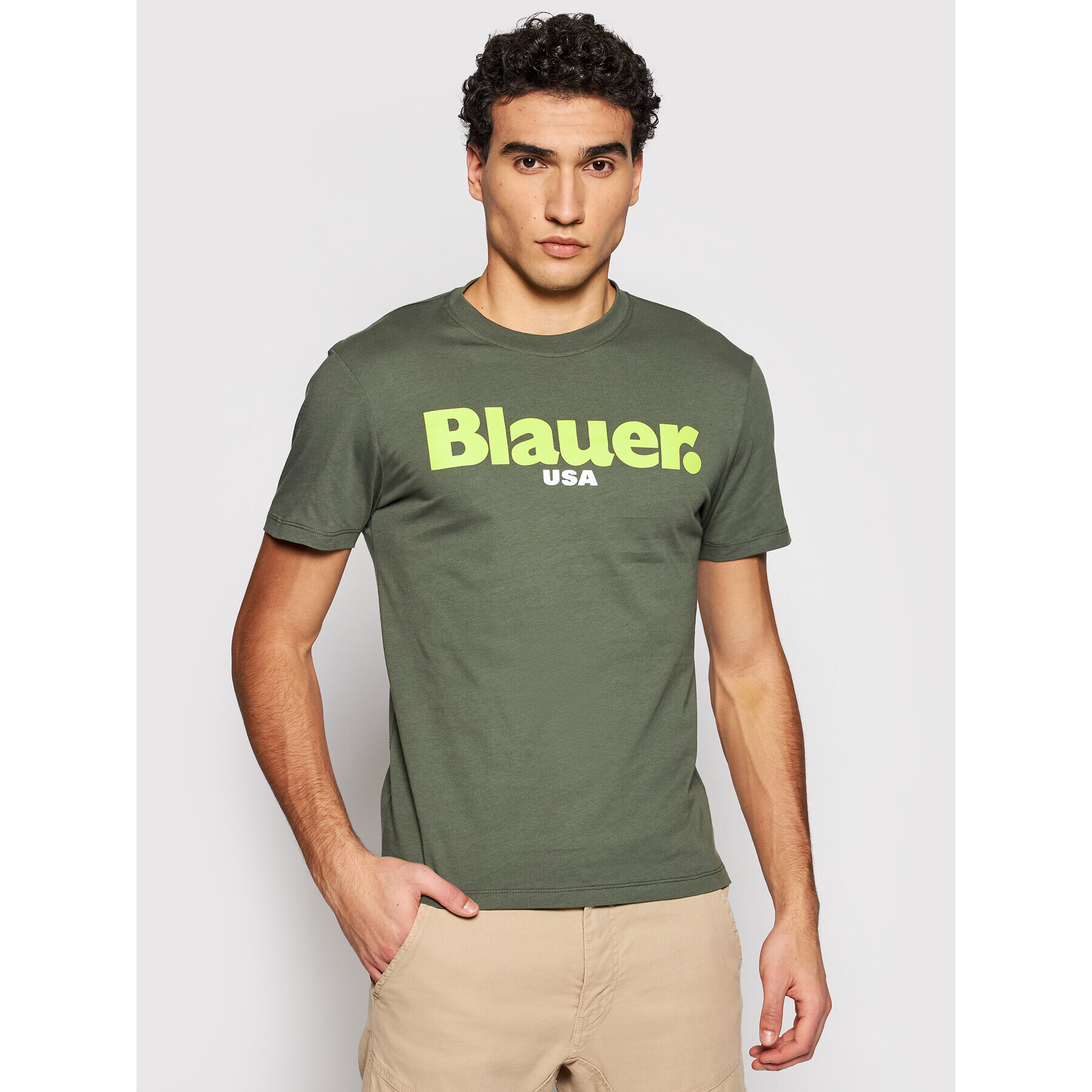 Blauer Póló Usa 21SBLUH02128 004547 Zöld Regular Fit - Pepit.hu