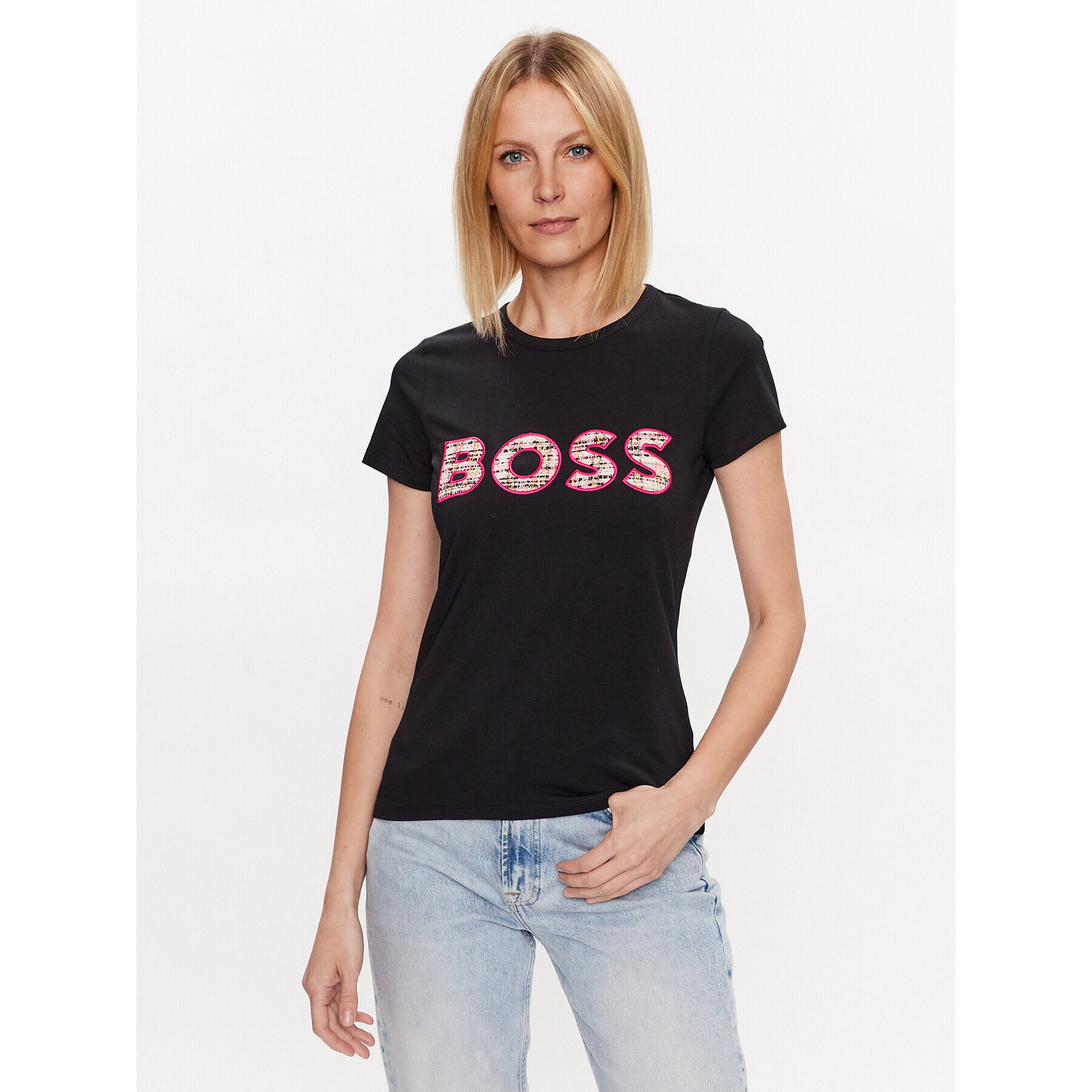 Boss Póló Logo 50489531 Fekete Slim Fit - Pepit.hu