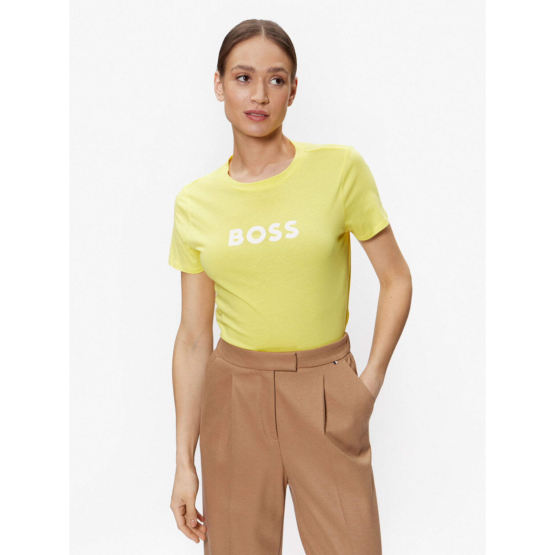 Boss Póló Logo 50468356 Sárga Regular Fit - Pepit.hu