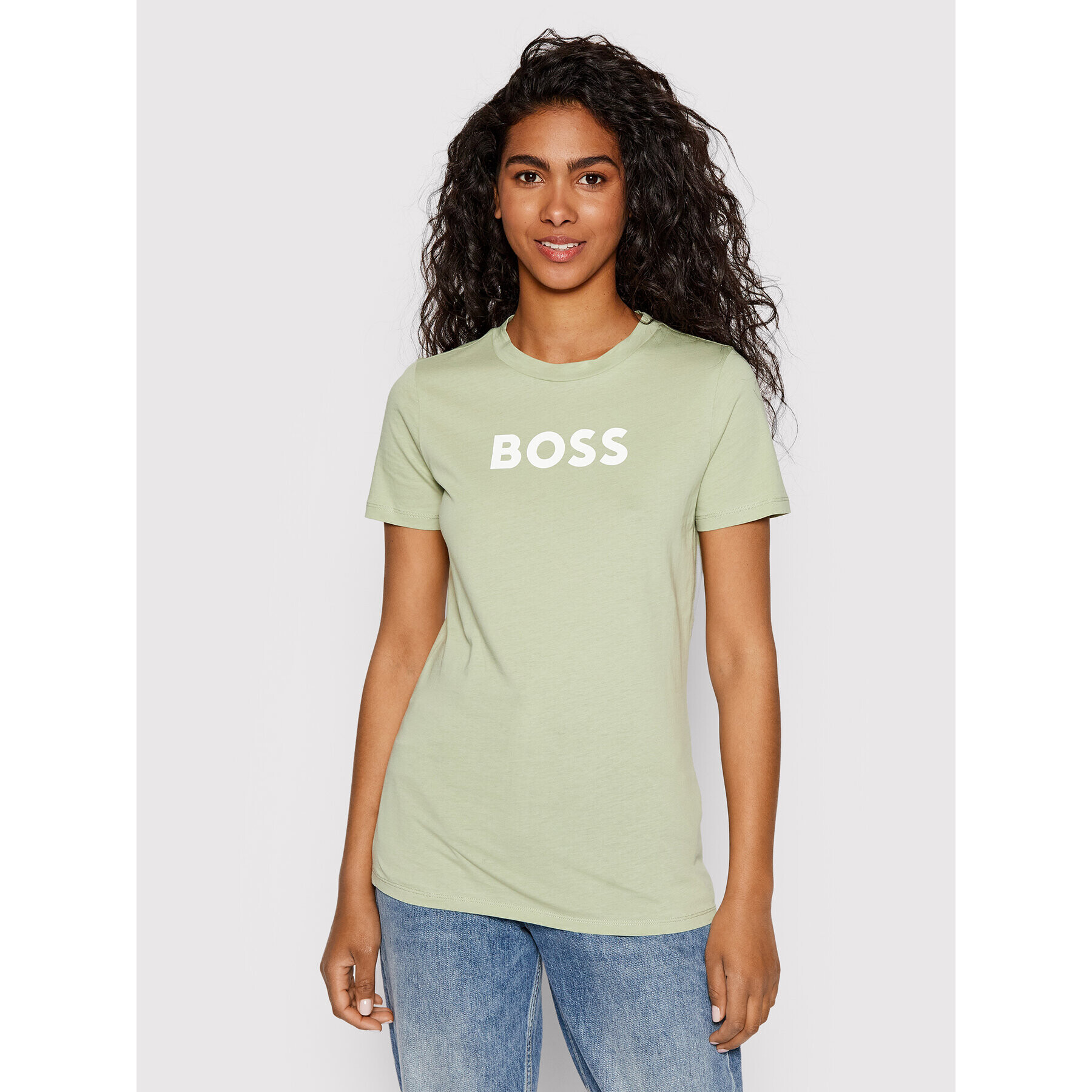 Boss Póló Logo-Print Zöld Regular Fit - Pepit.hu