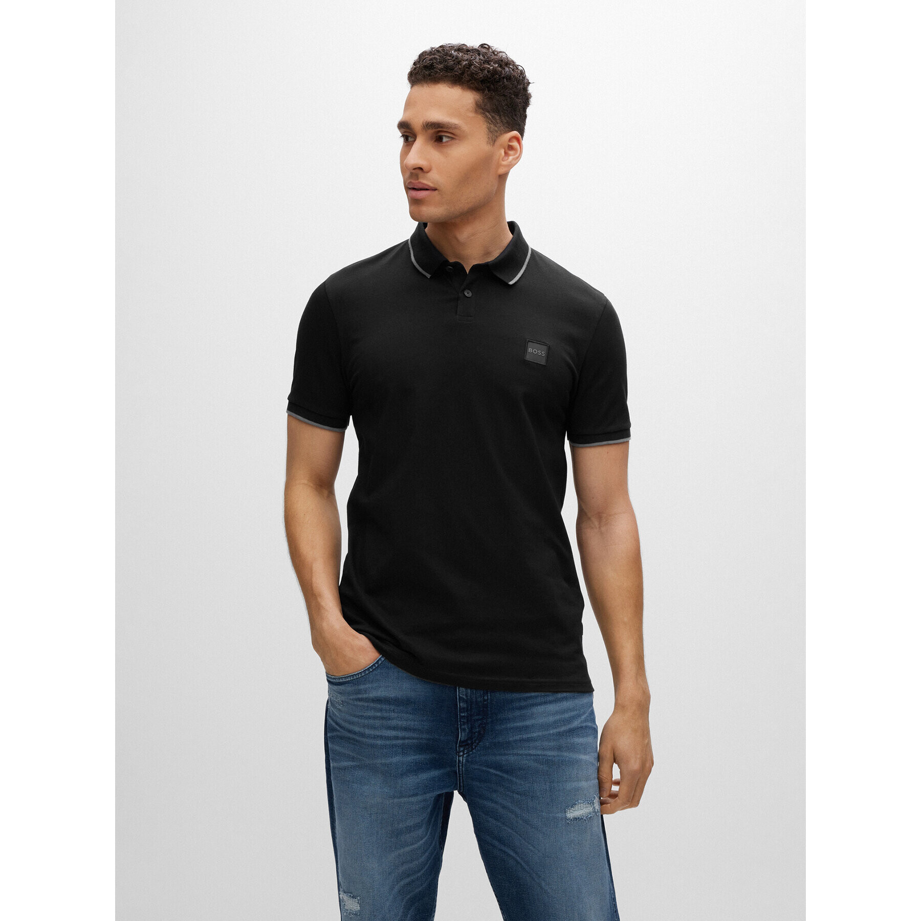 Boss Pólóing Passertip 50472665 Fekete Slim Fit - Pepit.hu