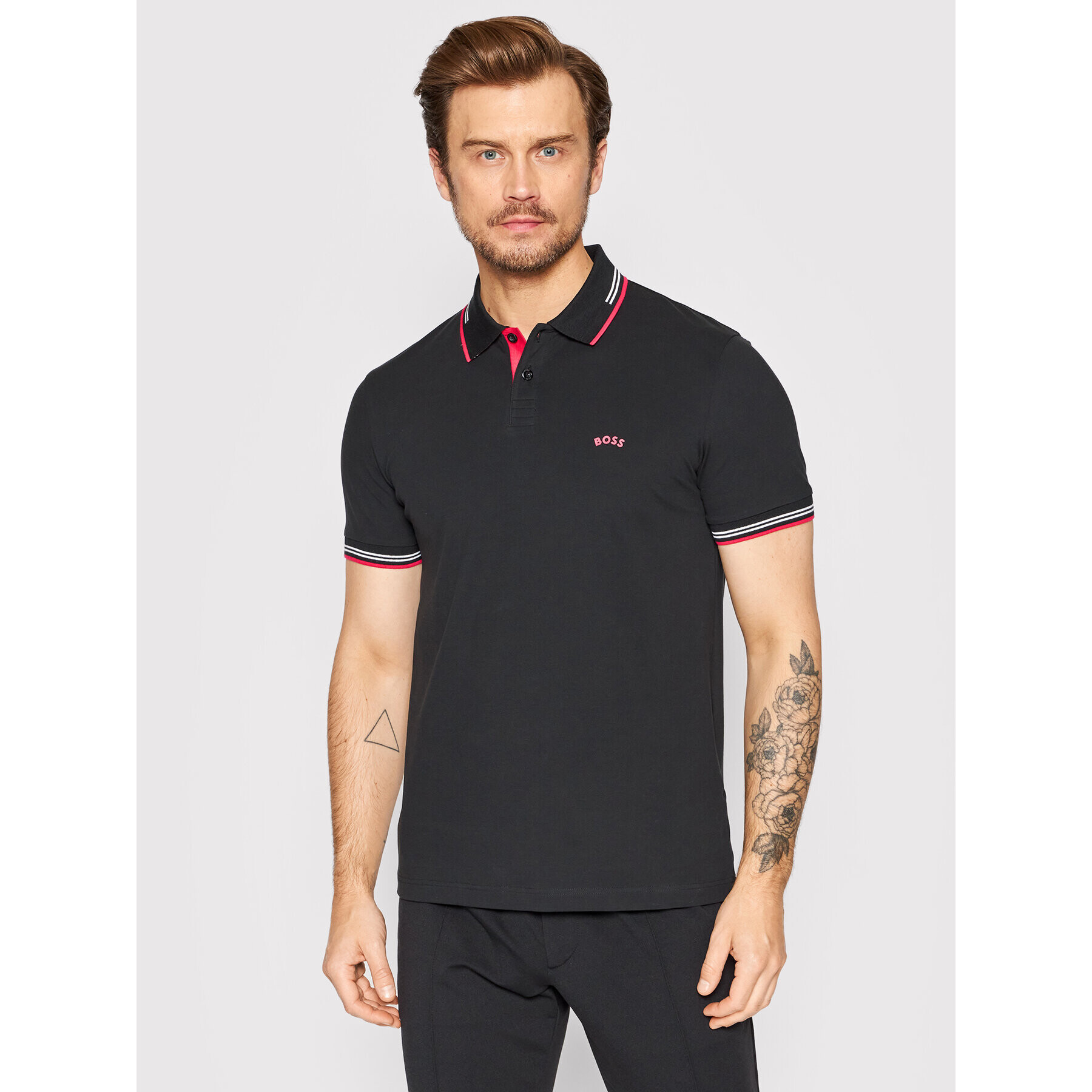 Boss Pólóing Paul Curved 50469245 Fekete Slim Fit - Pepit.hu