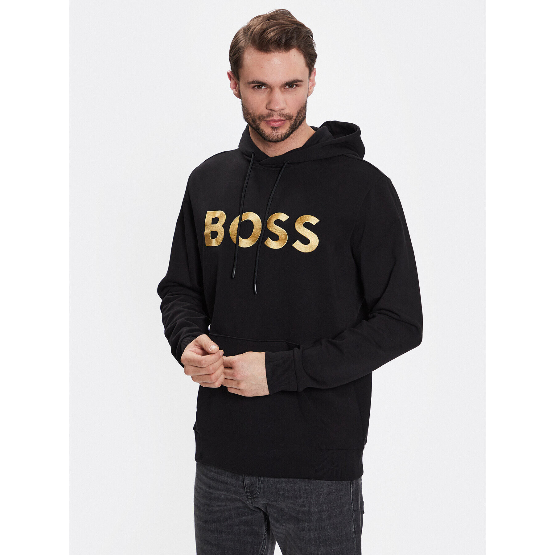 Boss Pulóver 50482887 Fekete Relaxed Fit - Pepit.hu