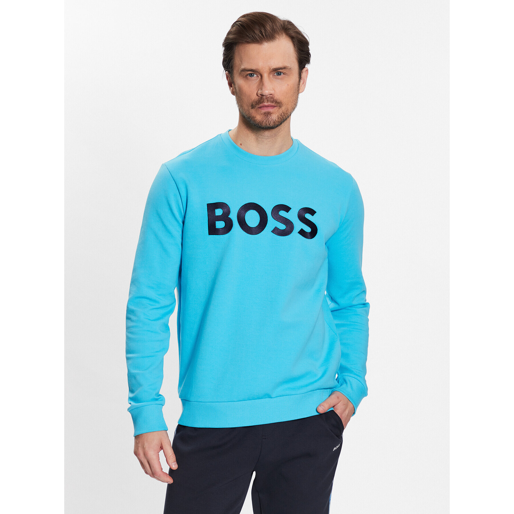 Boss Pulóver 50482898 Kék Relaxed Fit - Pepit.hu