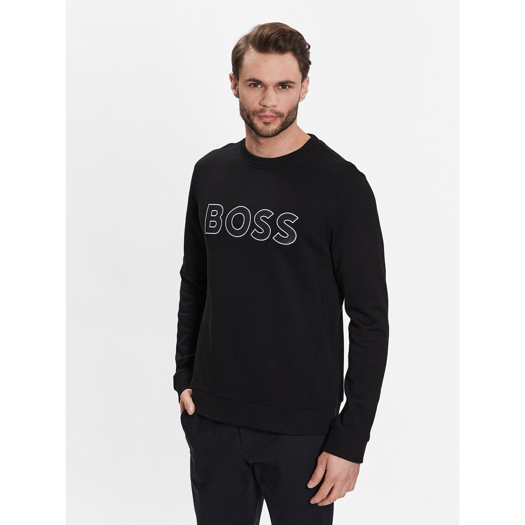 Boss Pulóver 50483018 Fekete Regular Fit - Pepit.hu