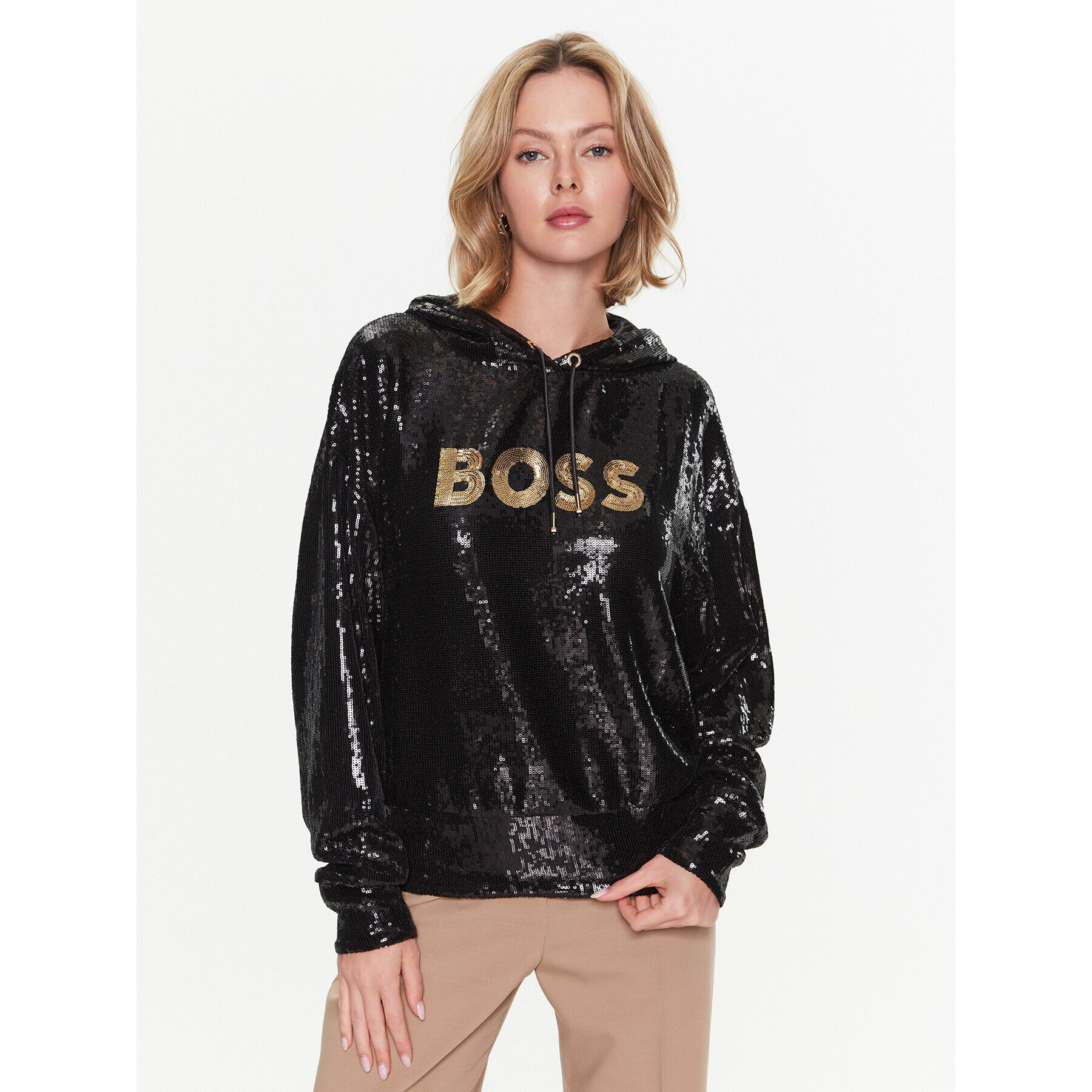 Boss Pulóver 50483049 Fekete Relaxed Fit - Pepit.hu