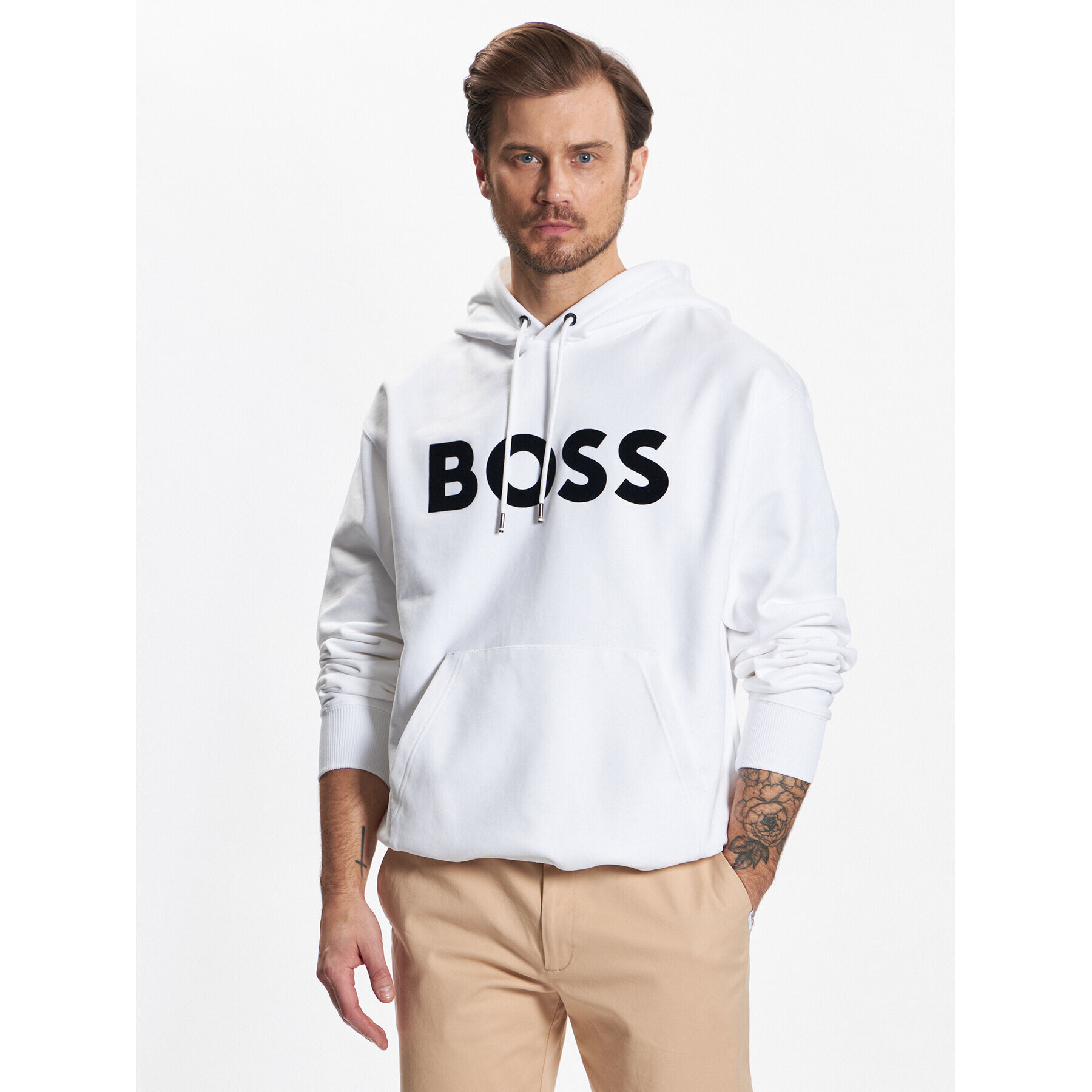 Boss Pulóver 50485316 Fehér Oversize - Pepit.hu