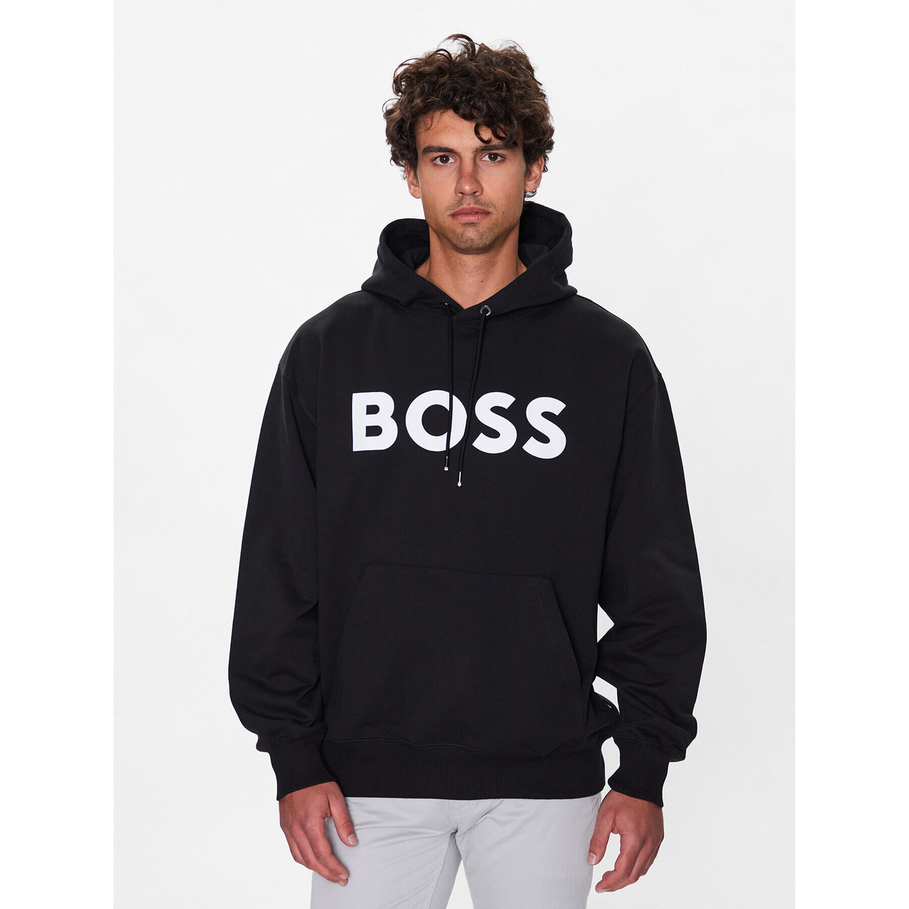 Boss Pulóver 50485316 Fekete Oversize - Pepit.hu