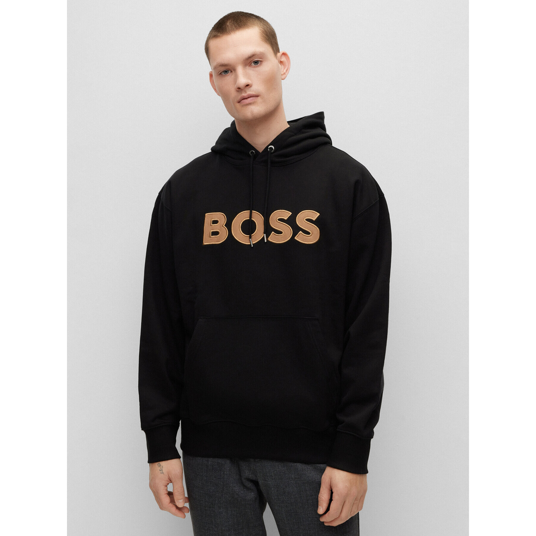 Boss Pulóver 50486243 Fekete Oversize - Pepit.hu