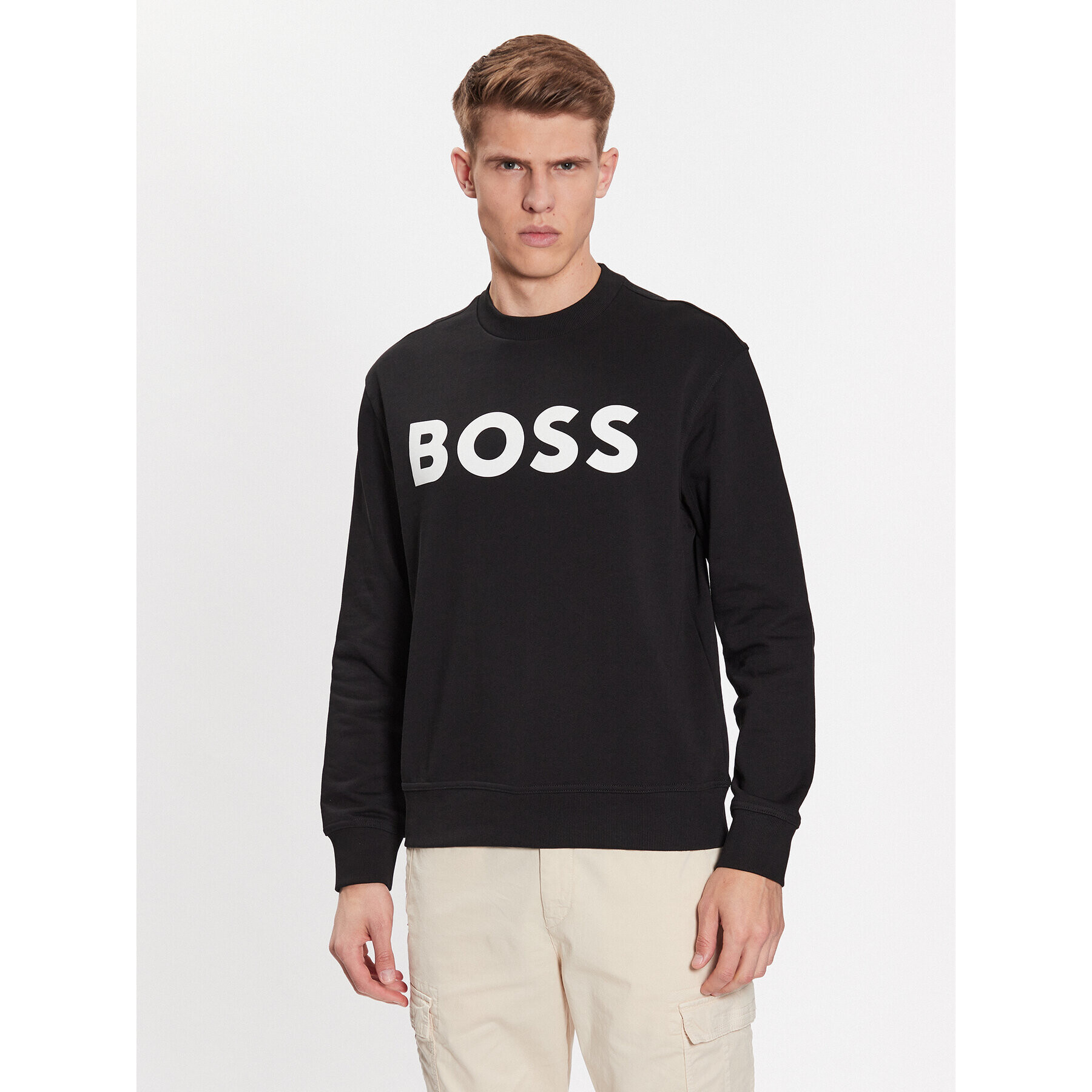 Boss Pulóver 50487133 Fekete Relaxed Fit - Pepit.hu