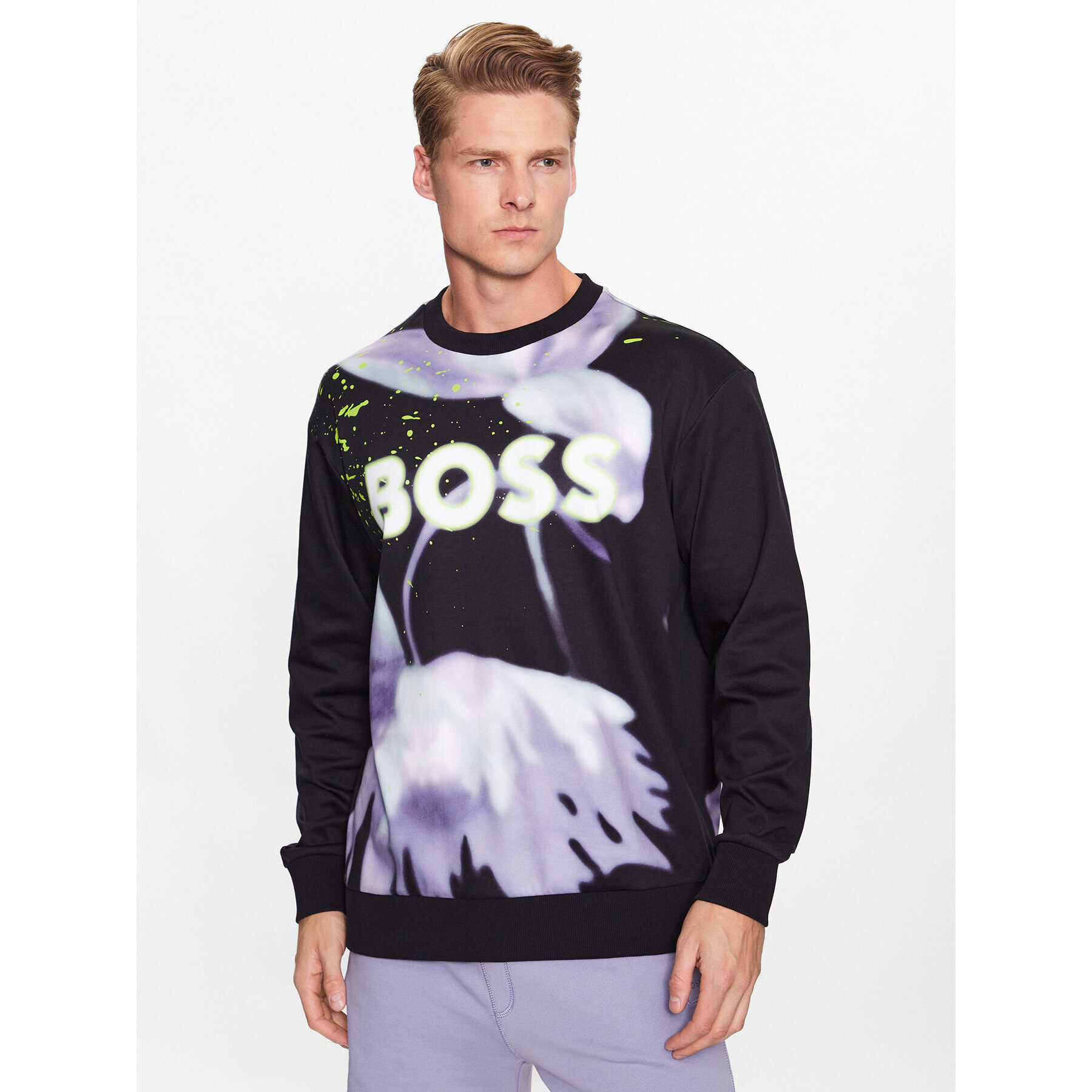 Boss Pulóver 50488803 Fekete Relaxed Fit - Pepit.hu