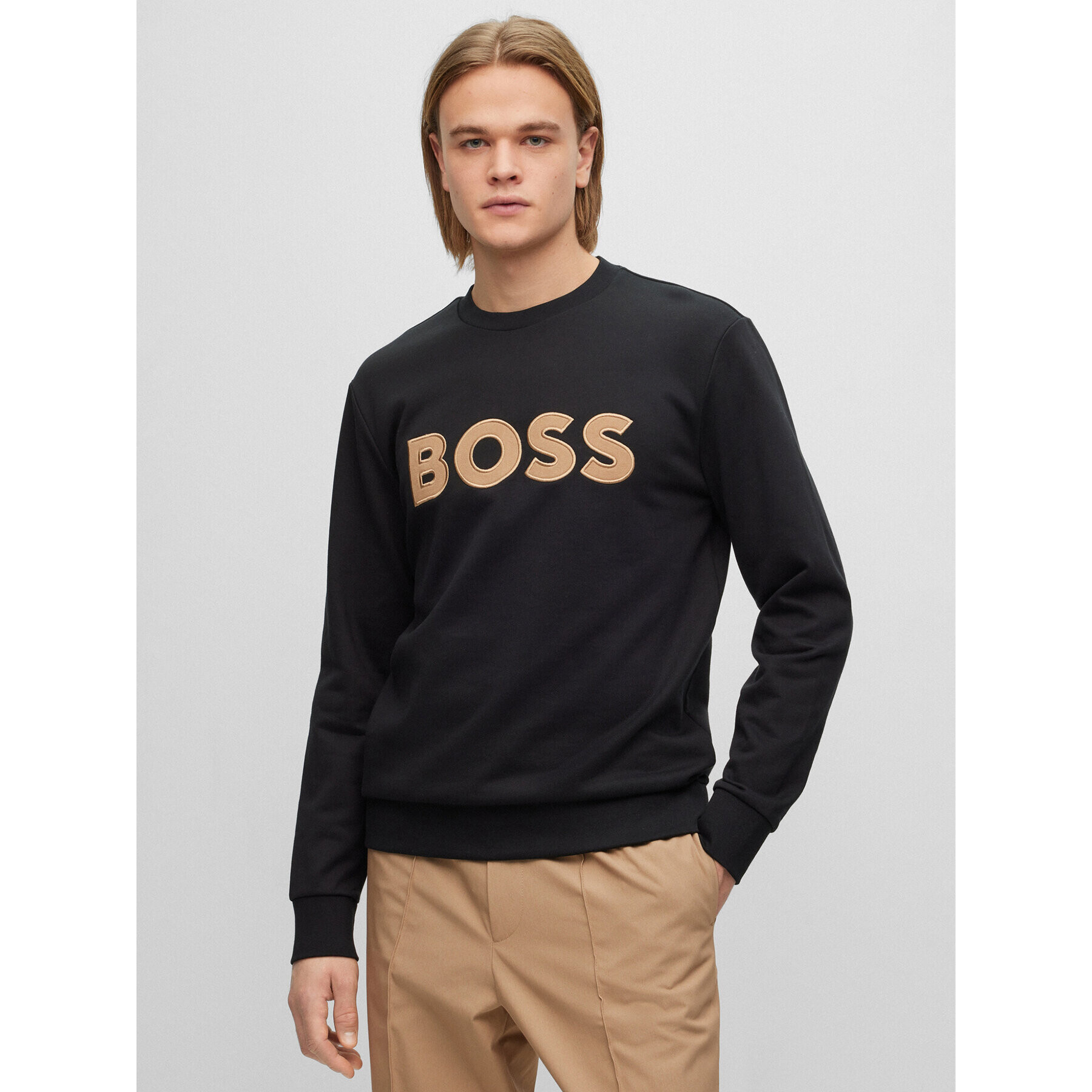 Boss Pulóver 50489229 Fekete Regular Fit - Pepit.hu