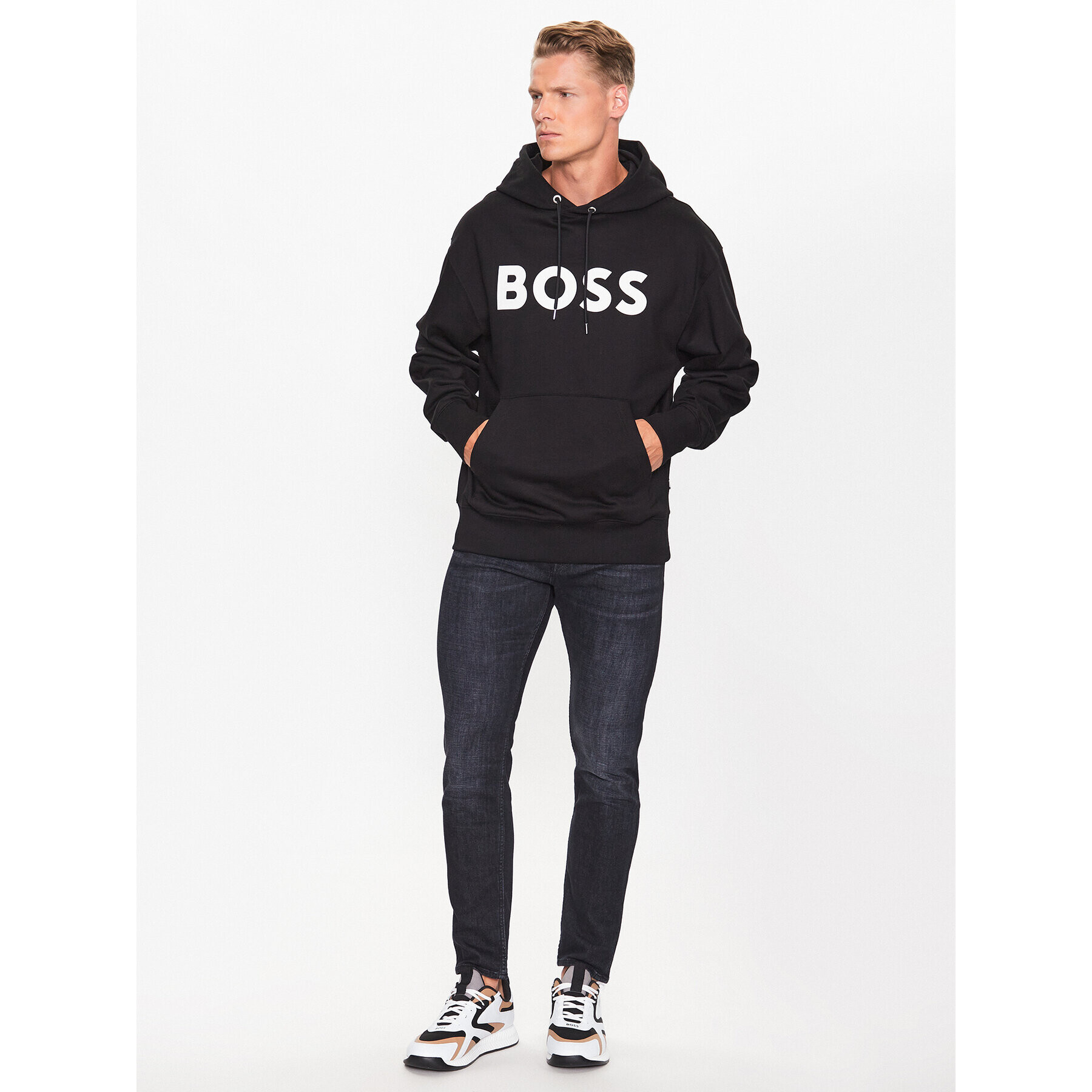 Boss Pulóver 50496661 Fekete Oversize - Pepit.hu