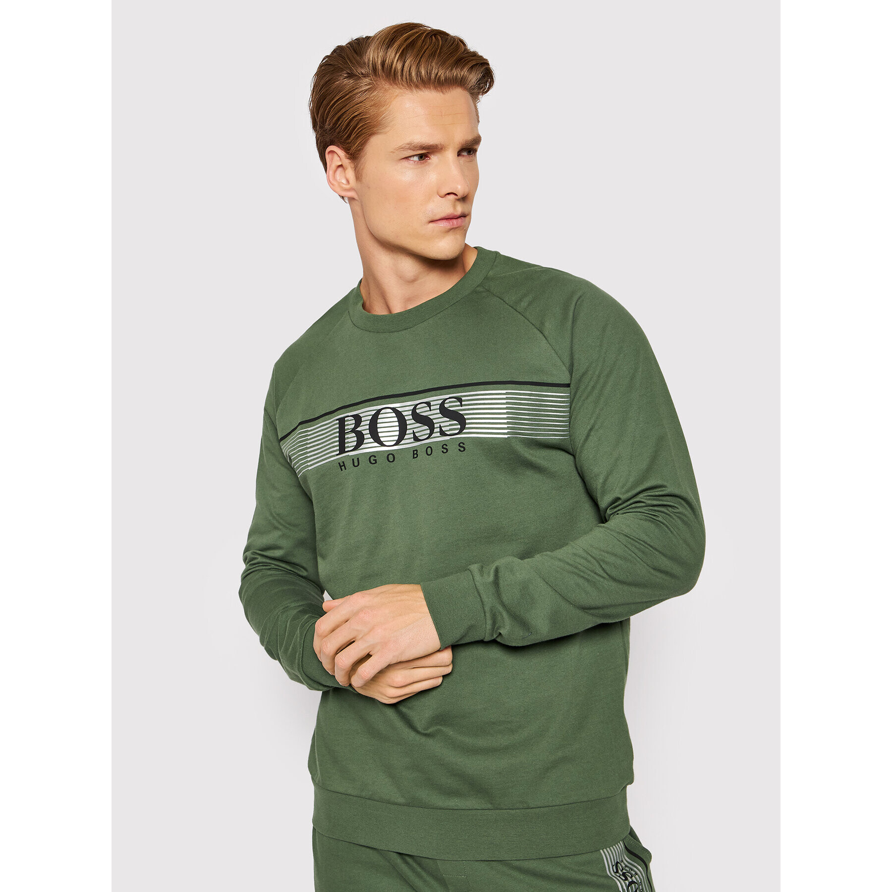 Boss Pulóver Authentic 50464889 Zöld Regular Fit - Pepit.hu