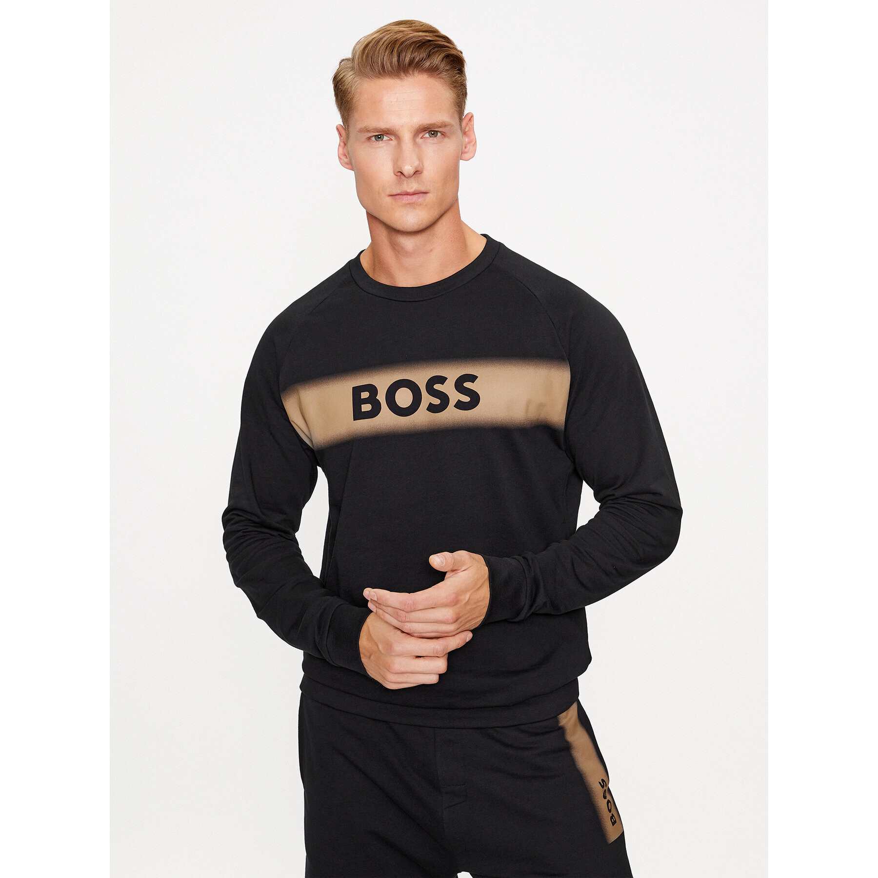 Boss Pulóver Authentic 50503060 Fekete Regular Fit - Pepit.hu