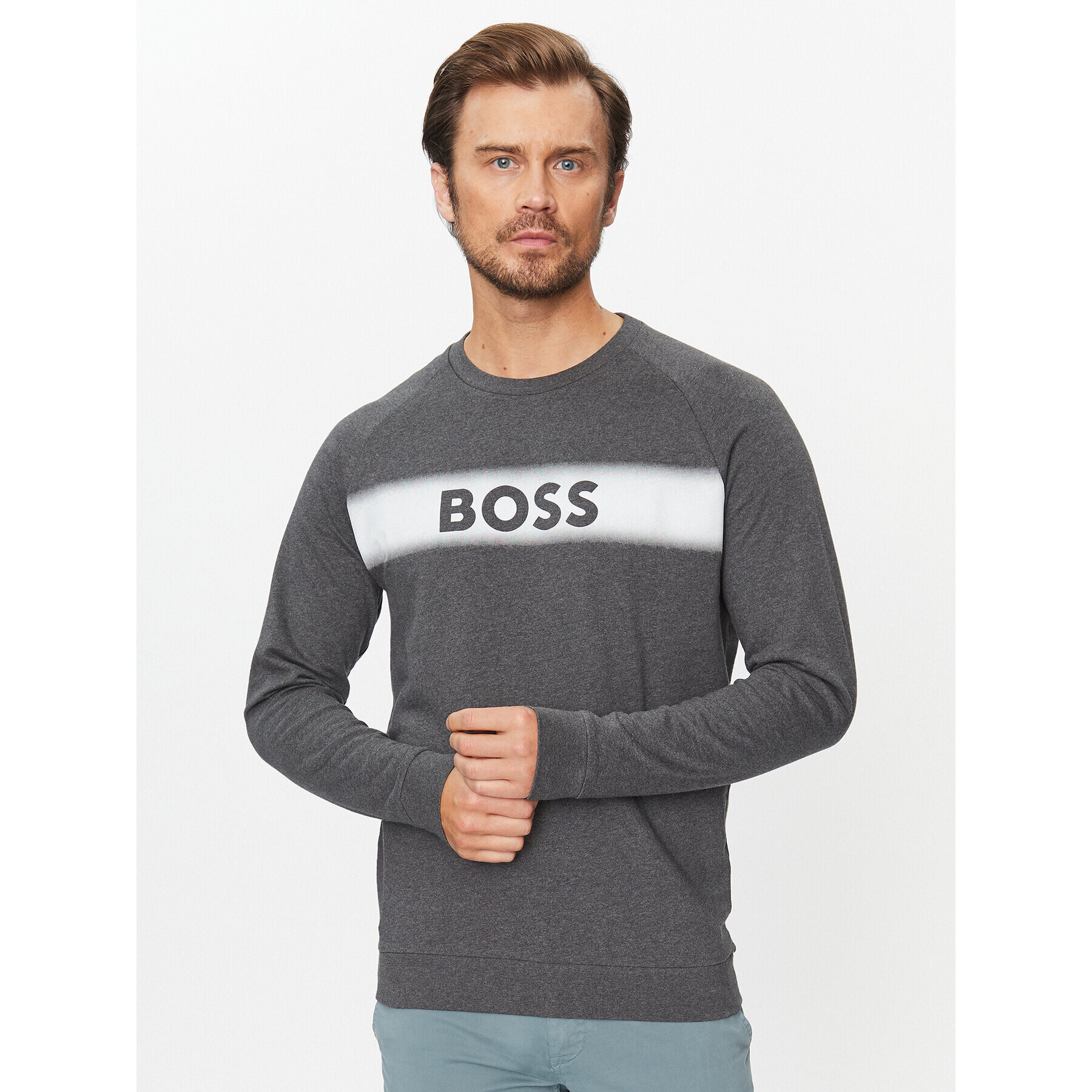 Boss Pulóver Authentic 50503060 Szürke Regular Fit - Pepit.hu