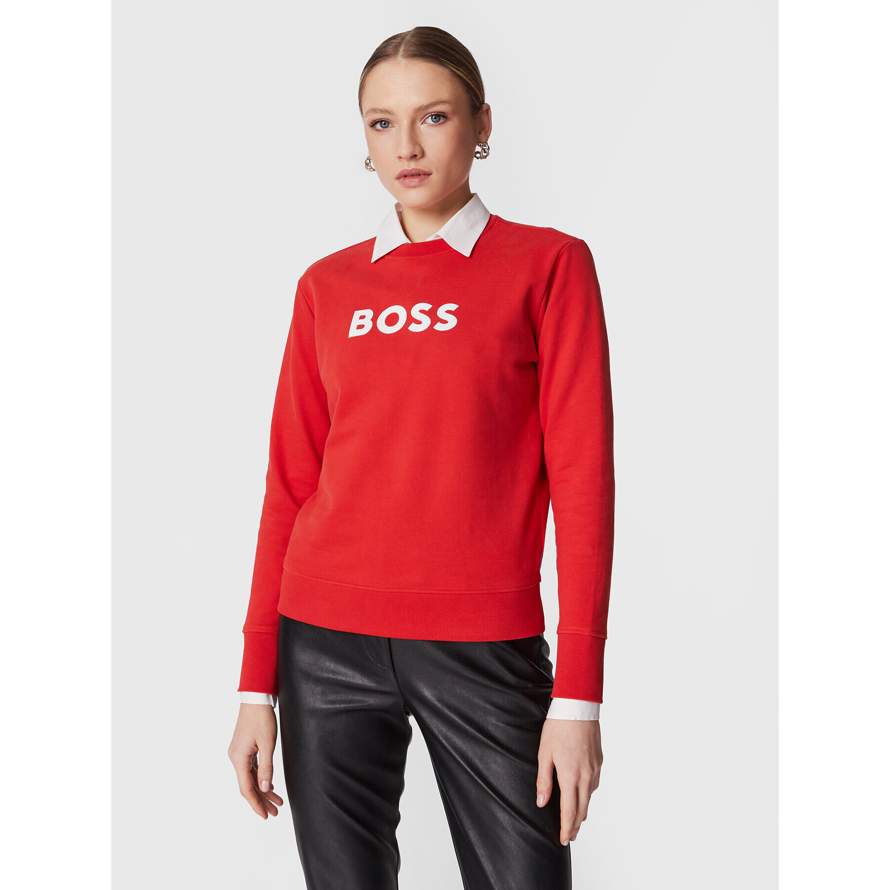 Boss Pulóver C_Ela_6 50468357 Piros Regular Fit - Pepit.hu